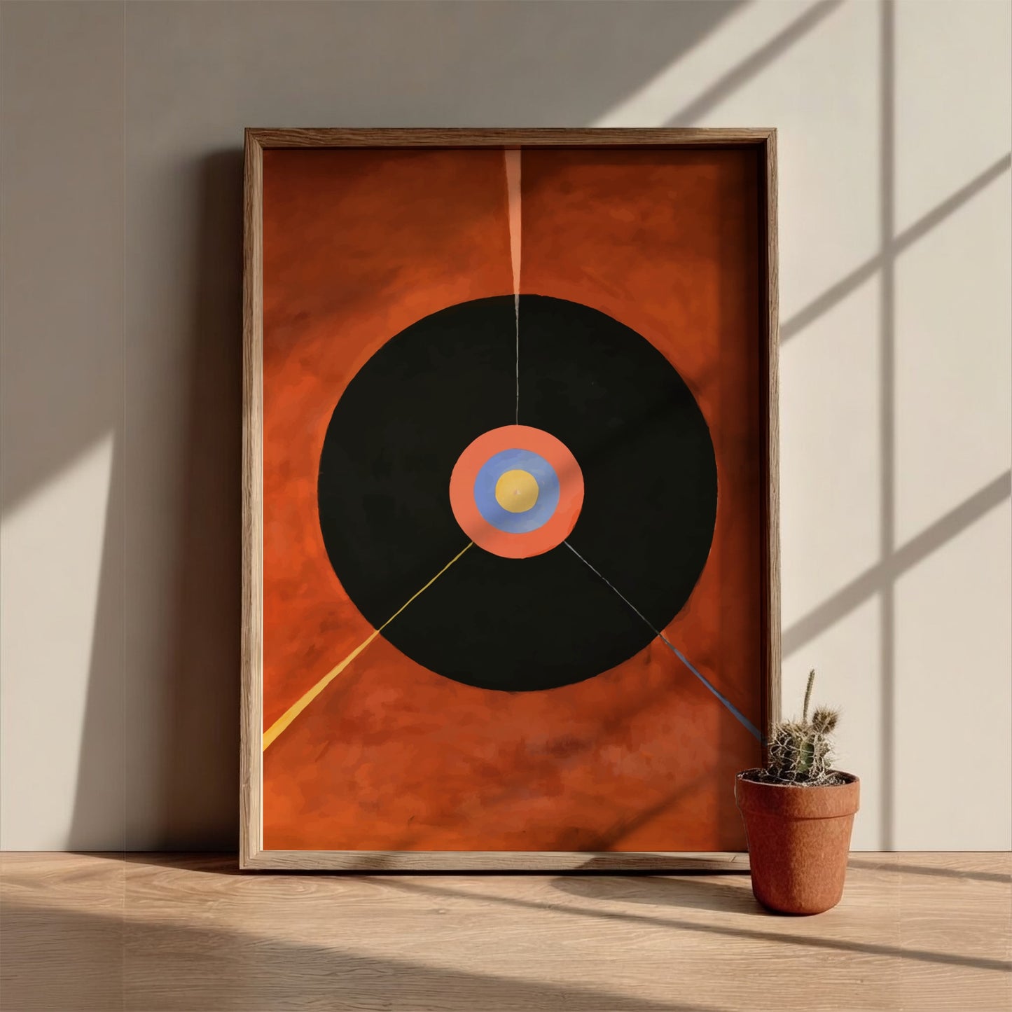 Poster of Hilma af Klint's abstract artwork "The Swan, No. 18" featuring concentric circles and radiating