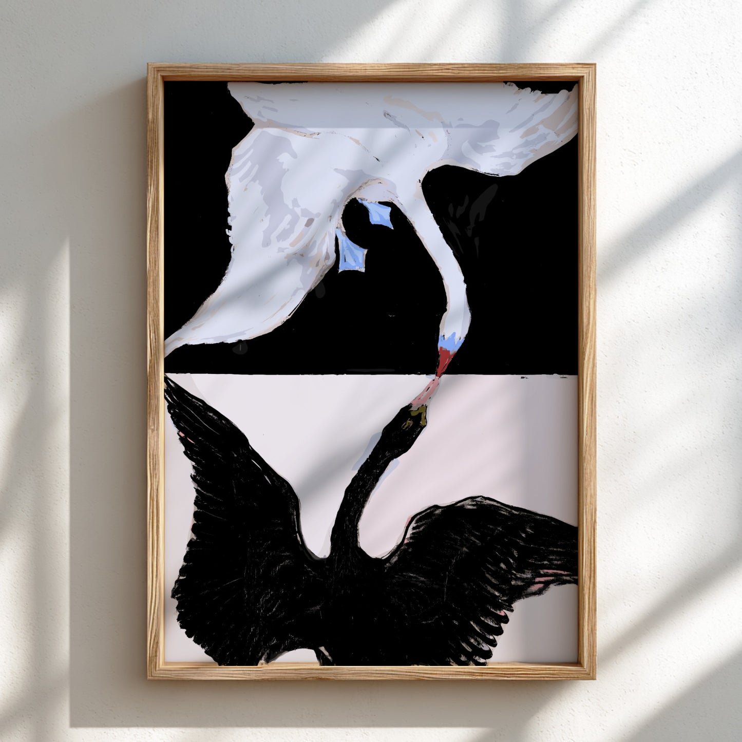 Poster of Hilma af Klint's 'The Swan' featuring a white and black swan in abstract style.