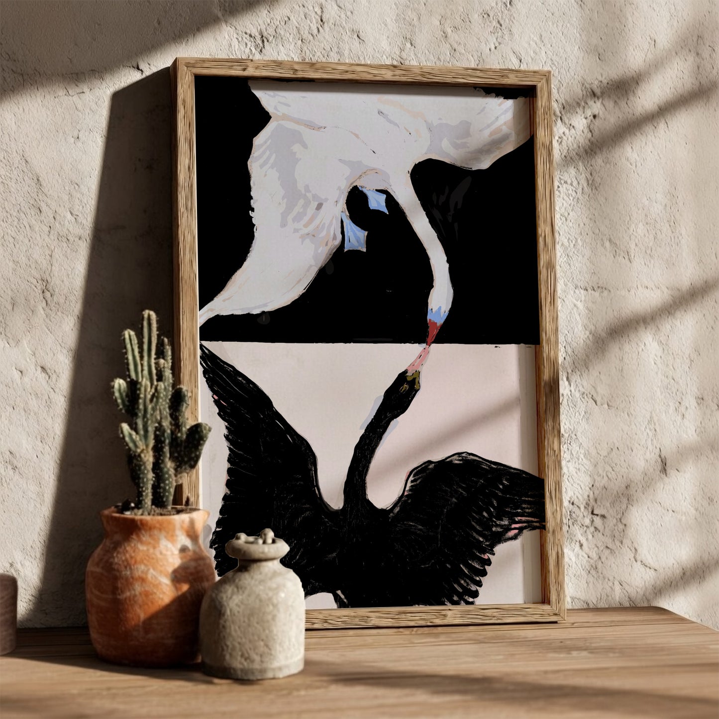 Poster of Hilma af Klint's 'The Swan' featuring a white and black swan in abstract style.