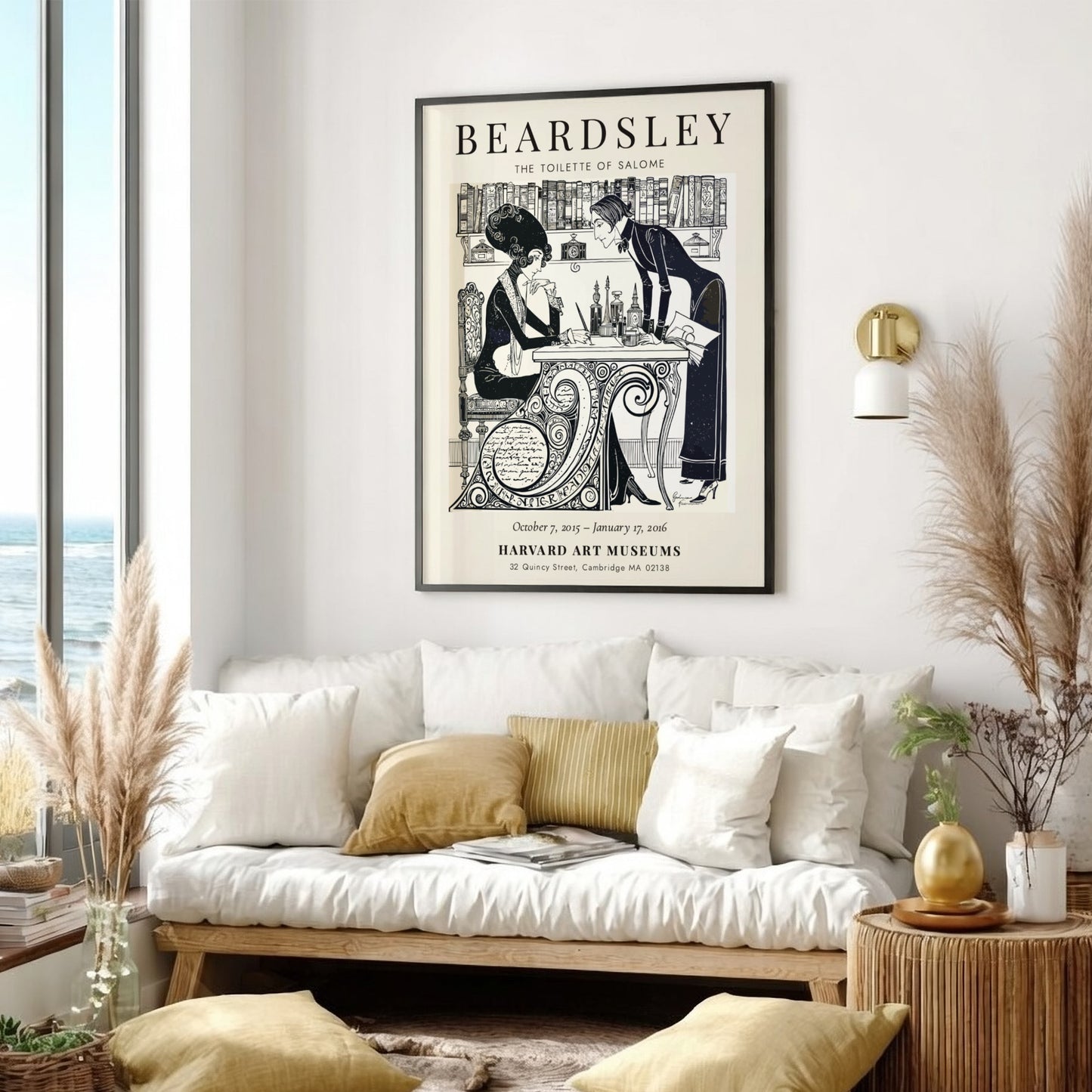 Aubrey Beardsley poster featuring The Toilette of Salome with intricate black and white design elements