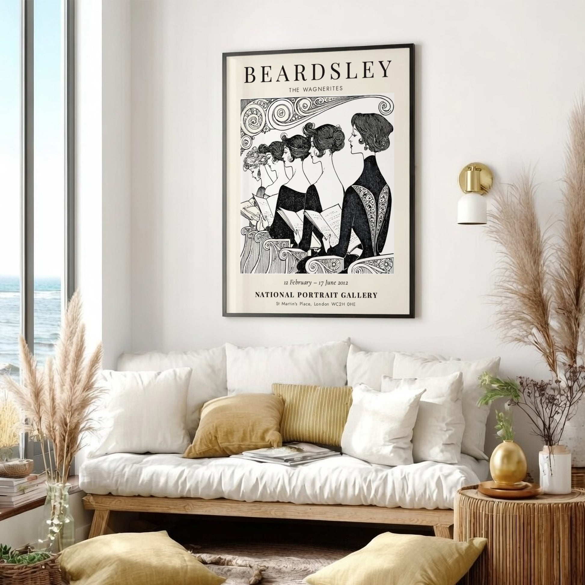 Aubrey Beardsley poster featuring The Wagnerites, intricate black and white design