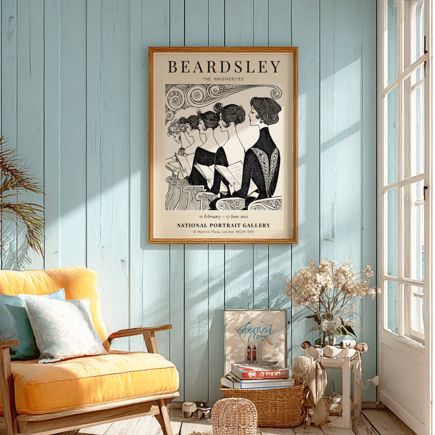 Aubrey Beardsley poster featuring The Wagnerites, intricate black and white design