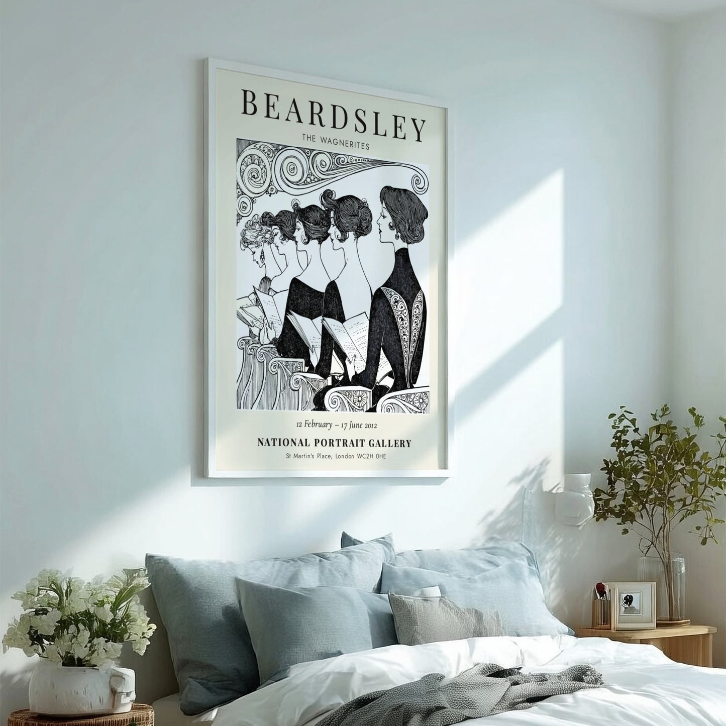 Aubrey Beardsley poster featuring The Wagnerites, intricate black and white design