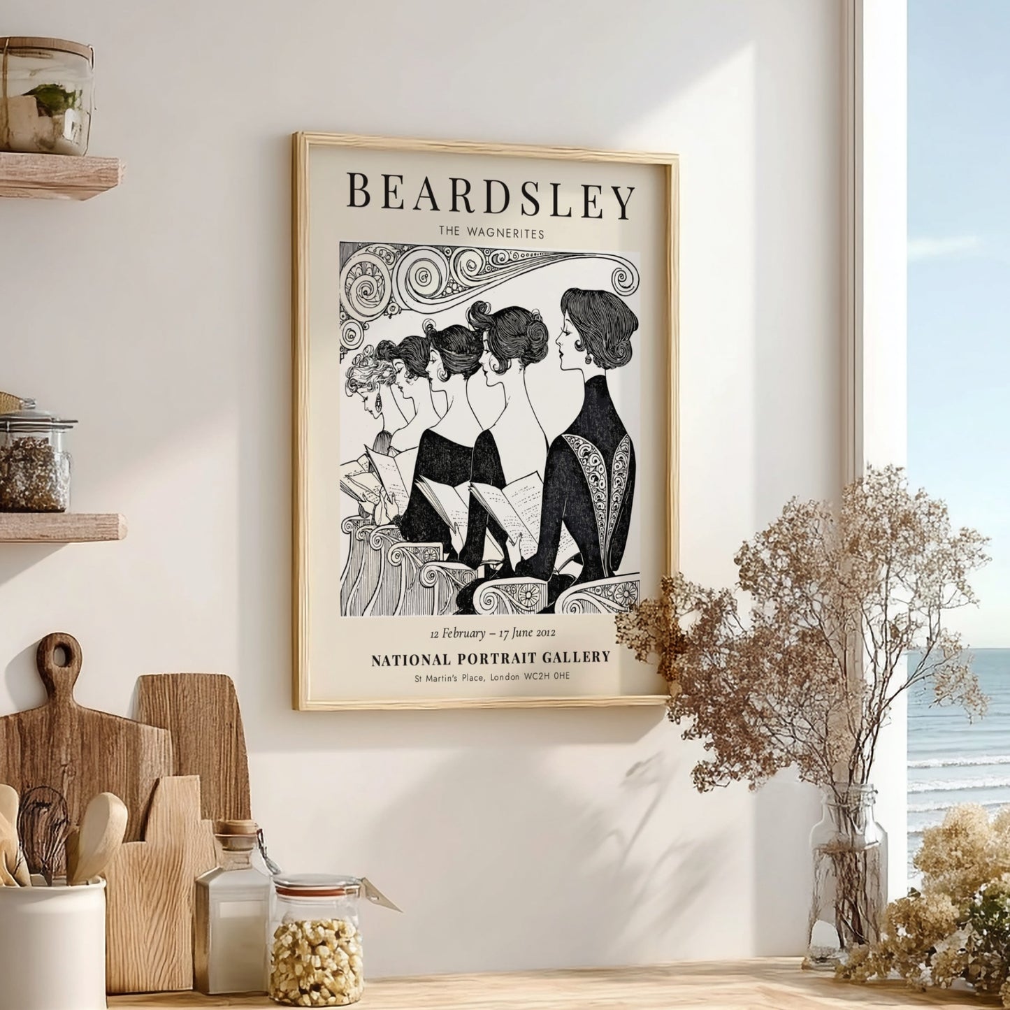 Aubrey Beardsley poster featuring The Wagnerites, intricate black and white design