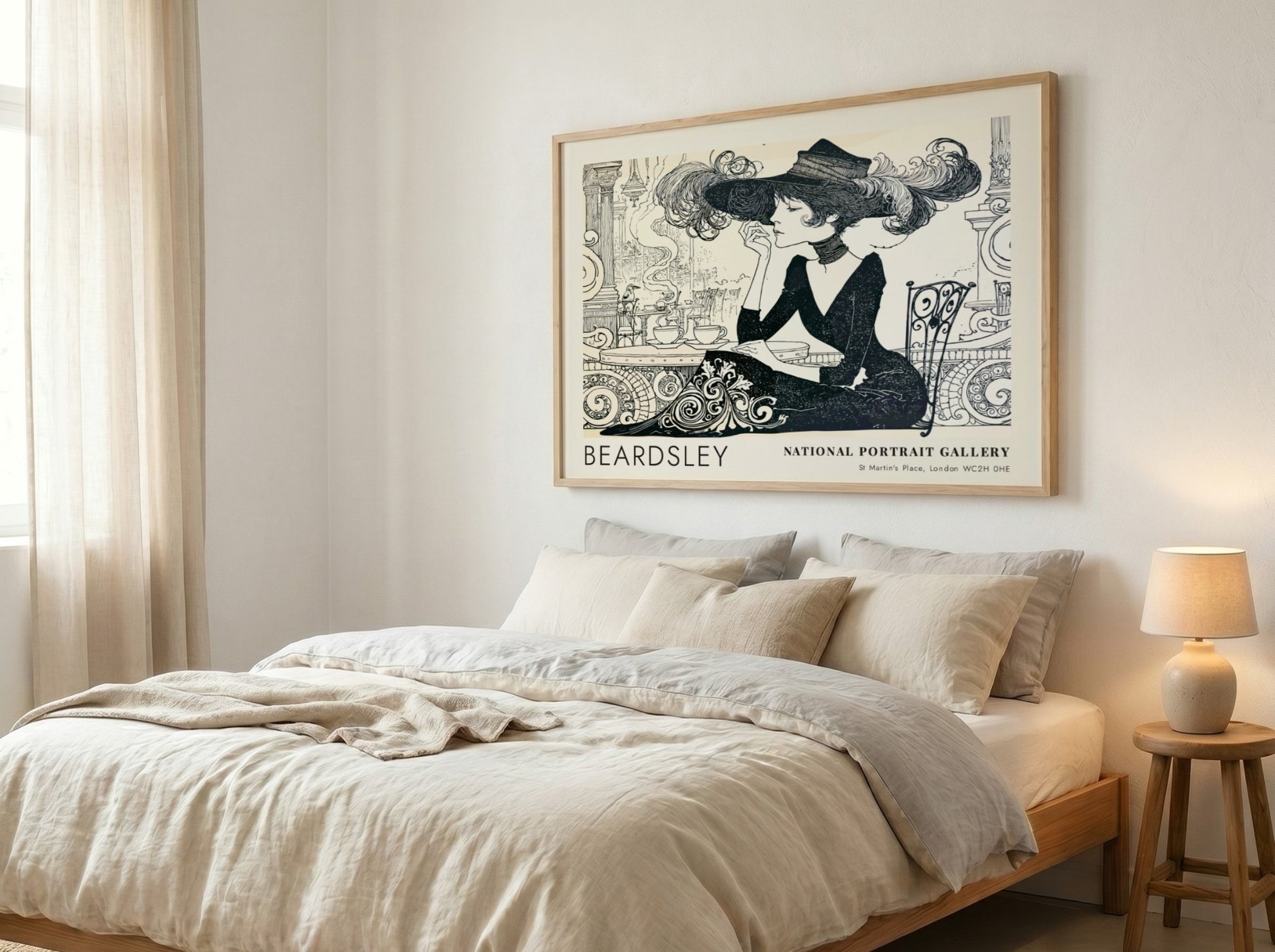 Wall art poster featuring Aubrey Beardsley's The Wagnerites in black and white ink style.