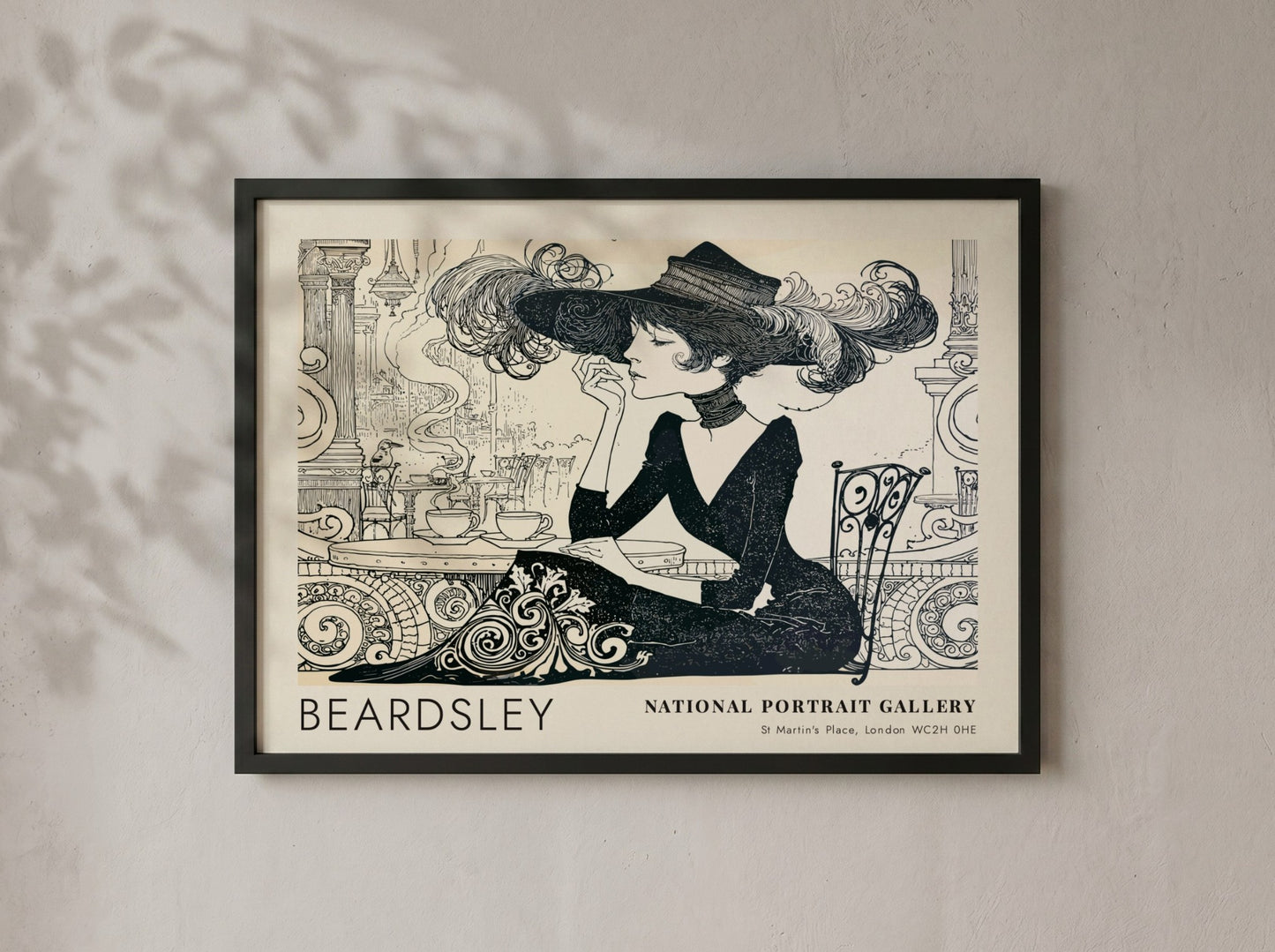 Wall art poster featuring Aubrey Beardsley's The Wagnerites in black and white ink style.