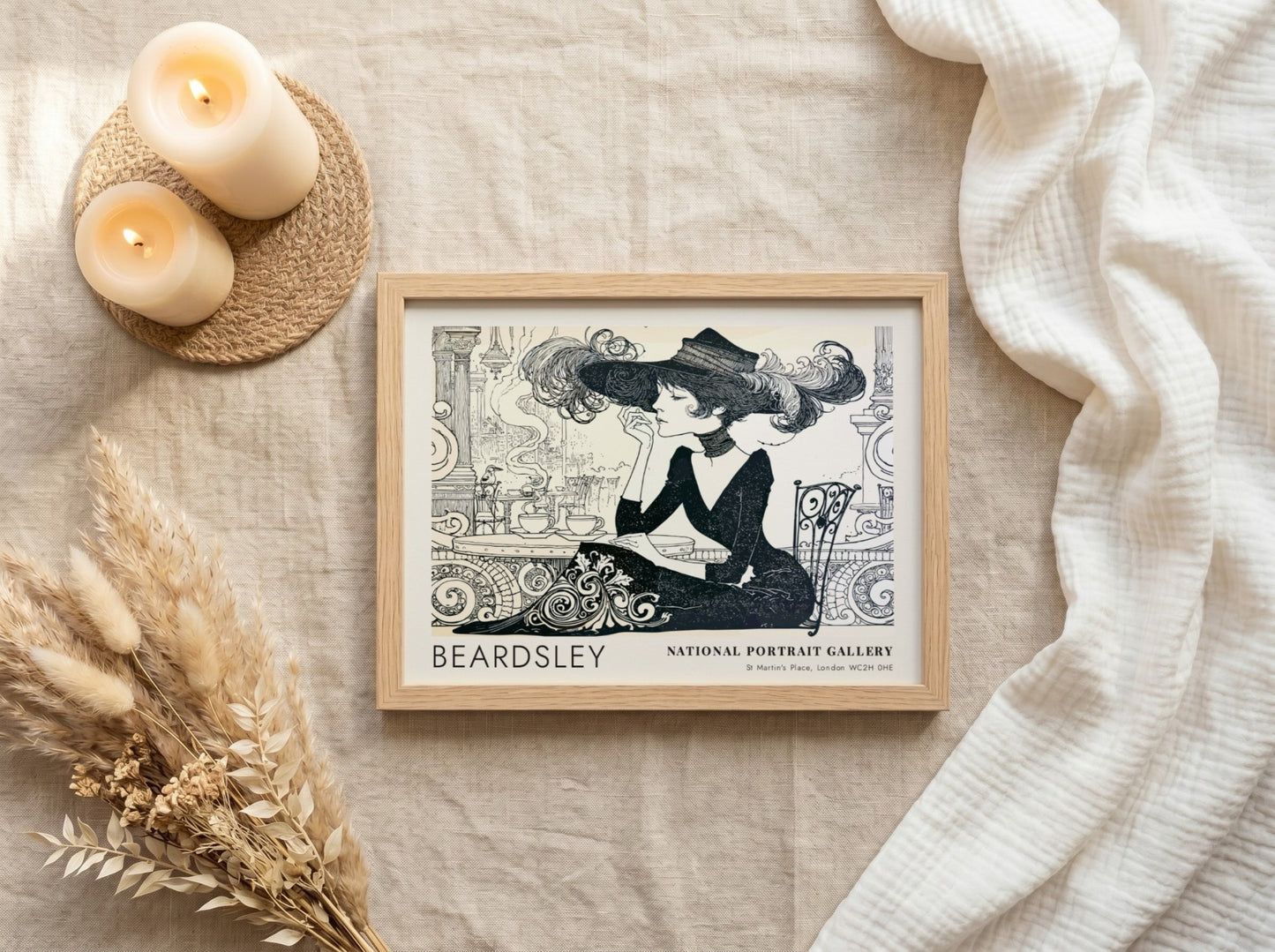 Wall art poster featuring Aubrey Beardsley's The Wagnerites in black and white ink style.