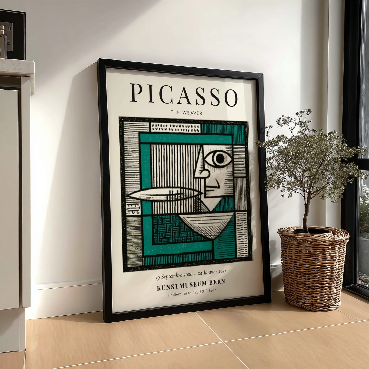 Picasso inspired poster featuring The Weaver in vibrant colors and geometric shapes