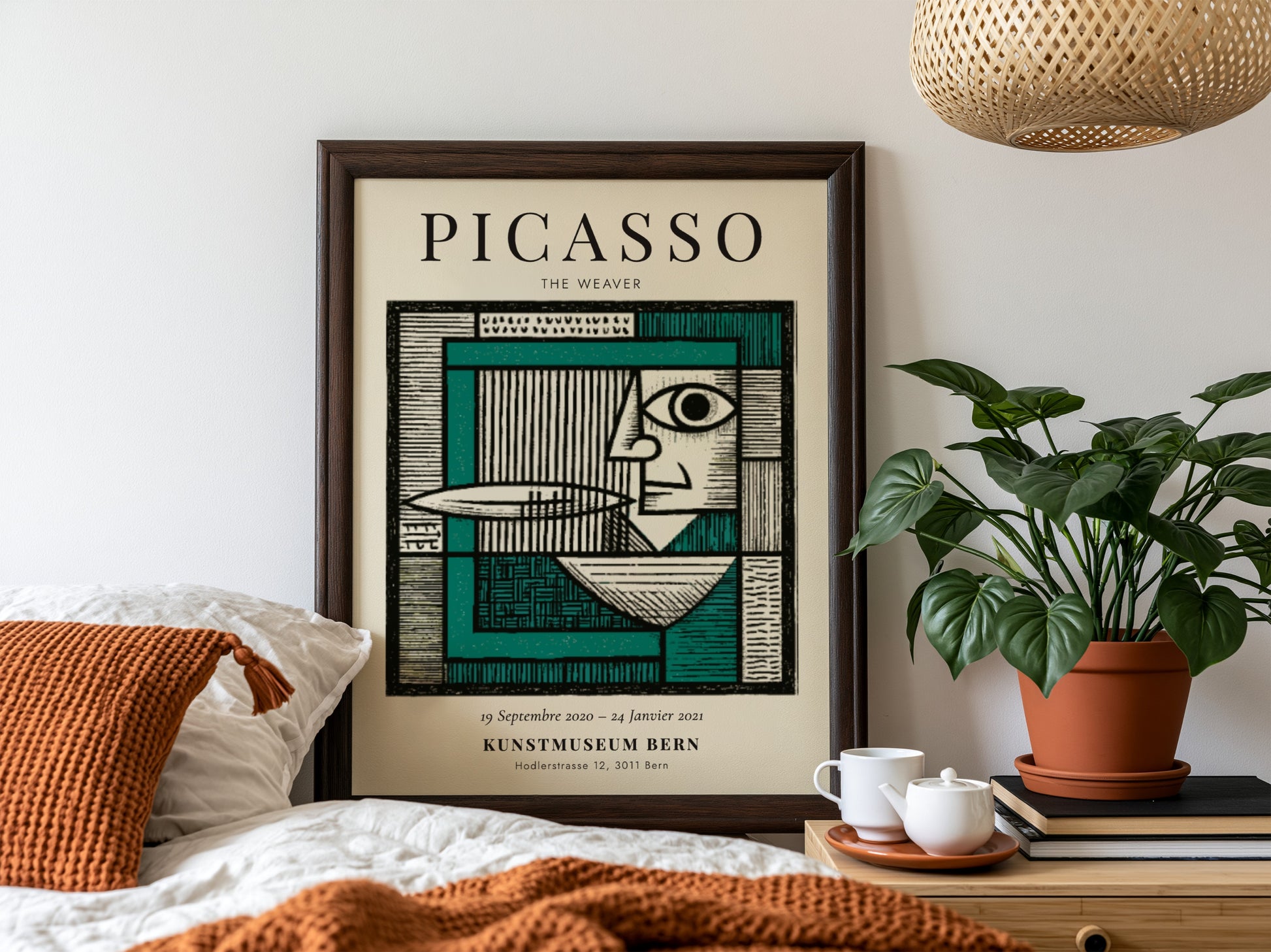 Picasso inspired poster featuring The Weaver in vibrant colors and geometric shapes