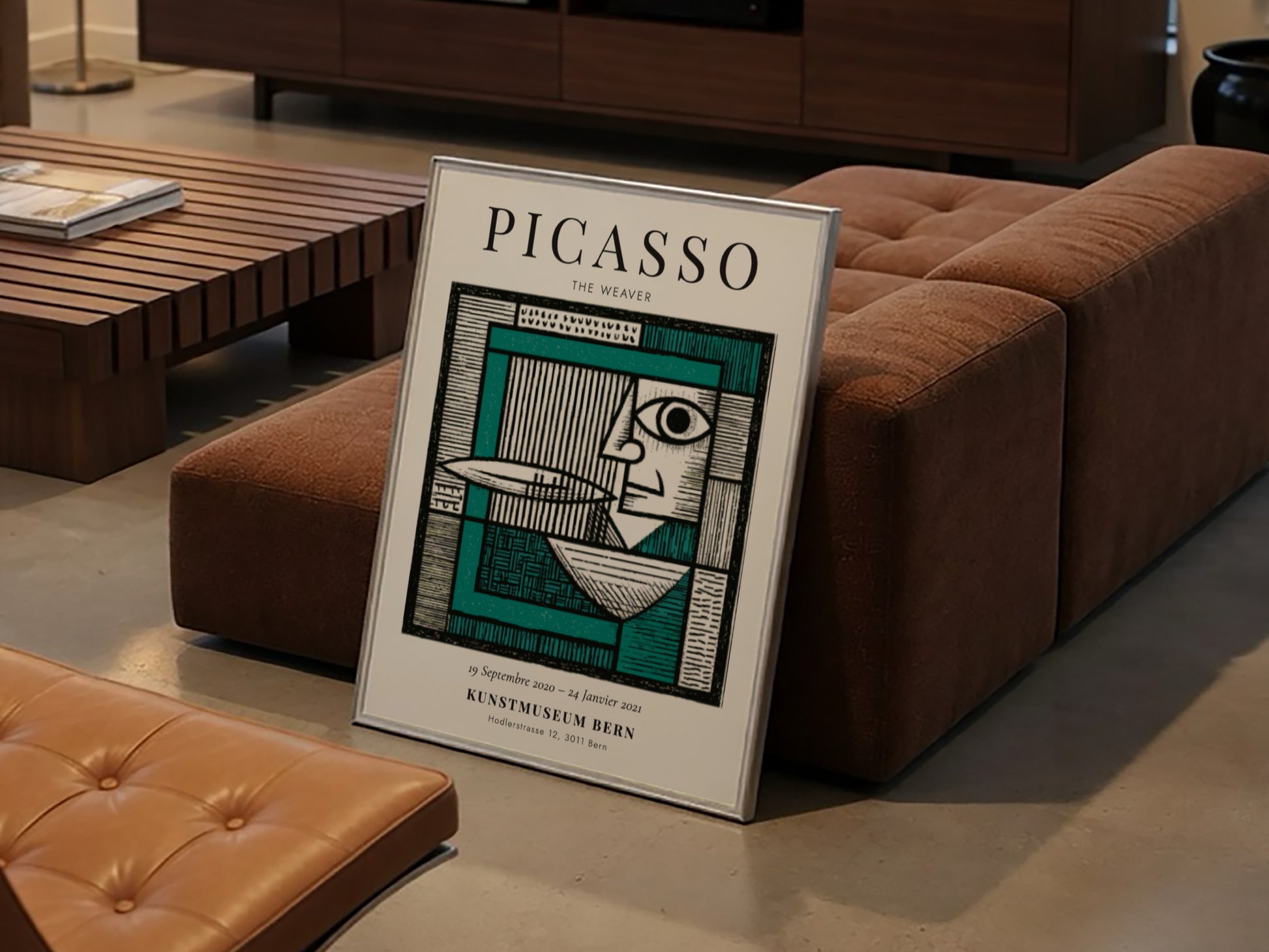 Picasso inspired poster featuring The Weaver in vibrant colors and geometric shapes