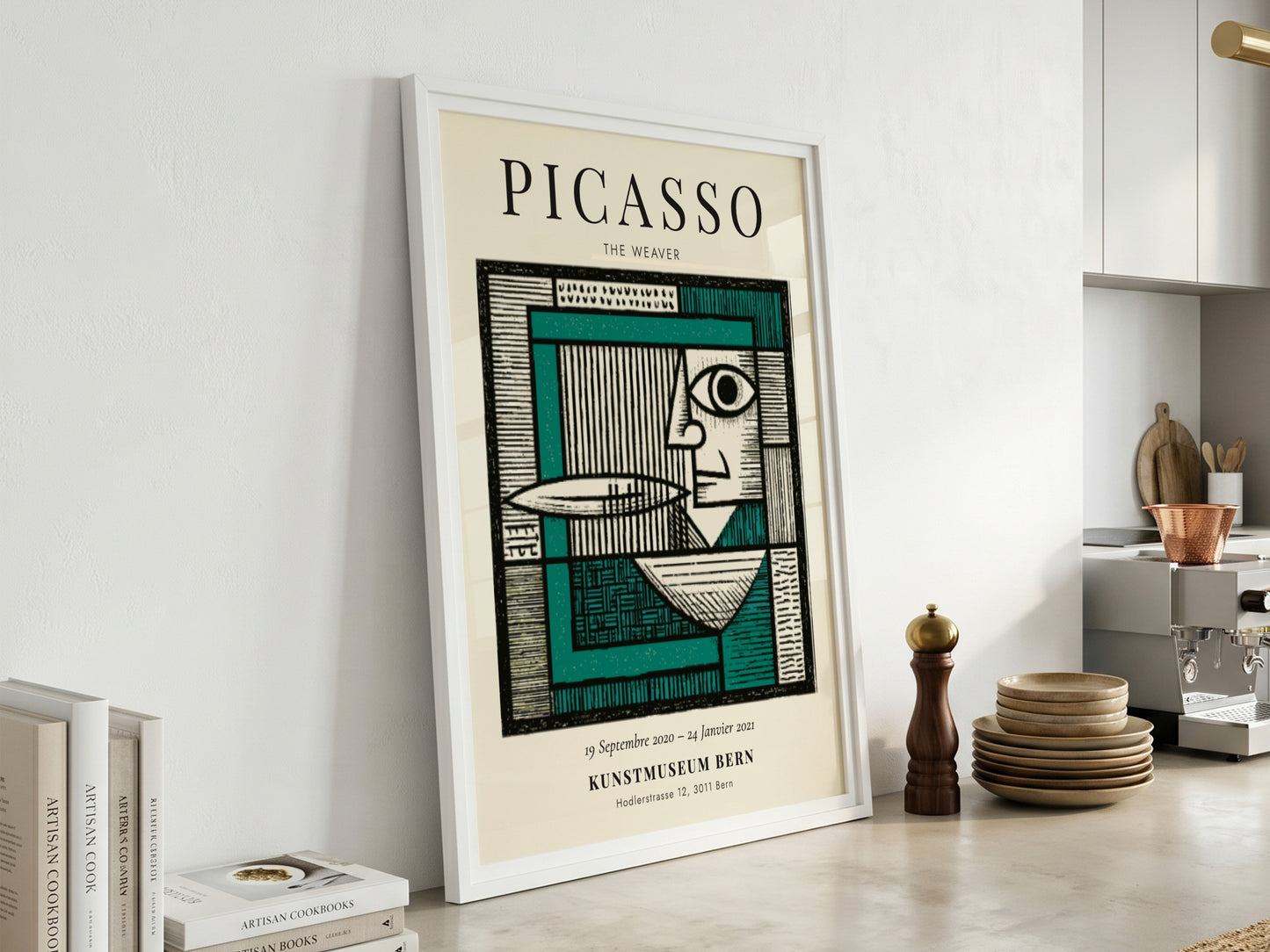 Picasso inspired poster featuring The Weaver in vibrant colors and geometric shapes