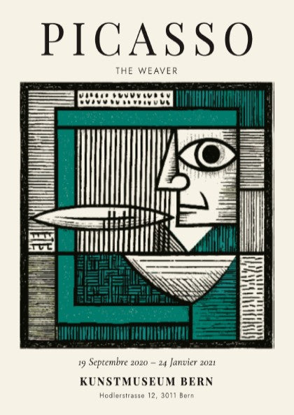 Picasso inspired poster featuring The Weaver in vibrant colors and geometric shapes