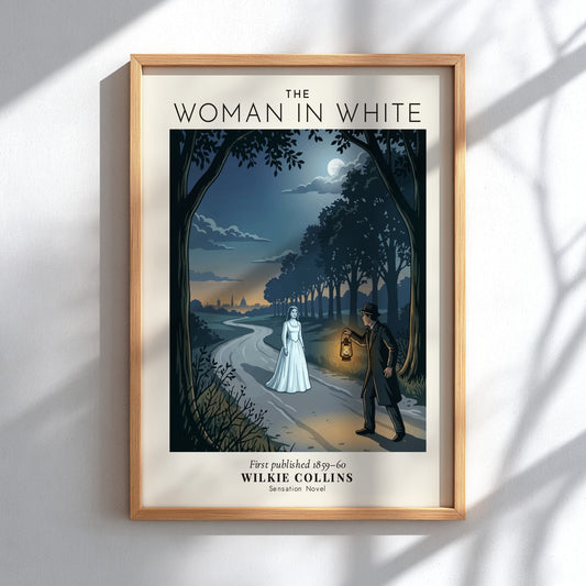 Poster of a man with a lantern encountering a woman in white at night