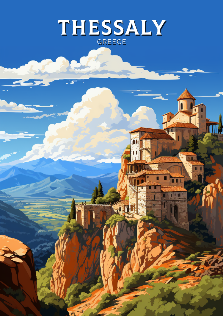 Europe THESSALY TRAVEL PRINT - GREECE ARTWORK