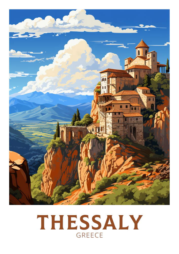 Europe THESSALY TRAVEL POSTER - GREECE ARTWORK