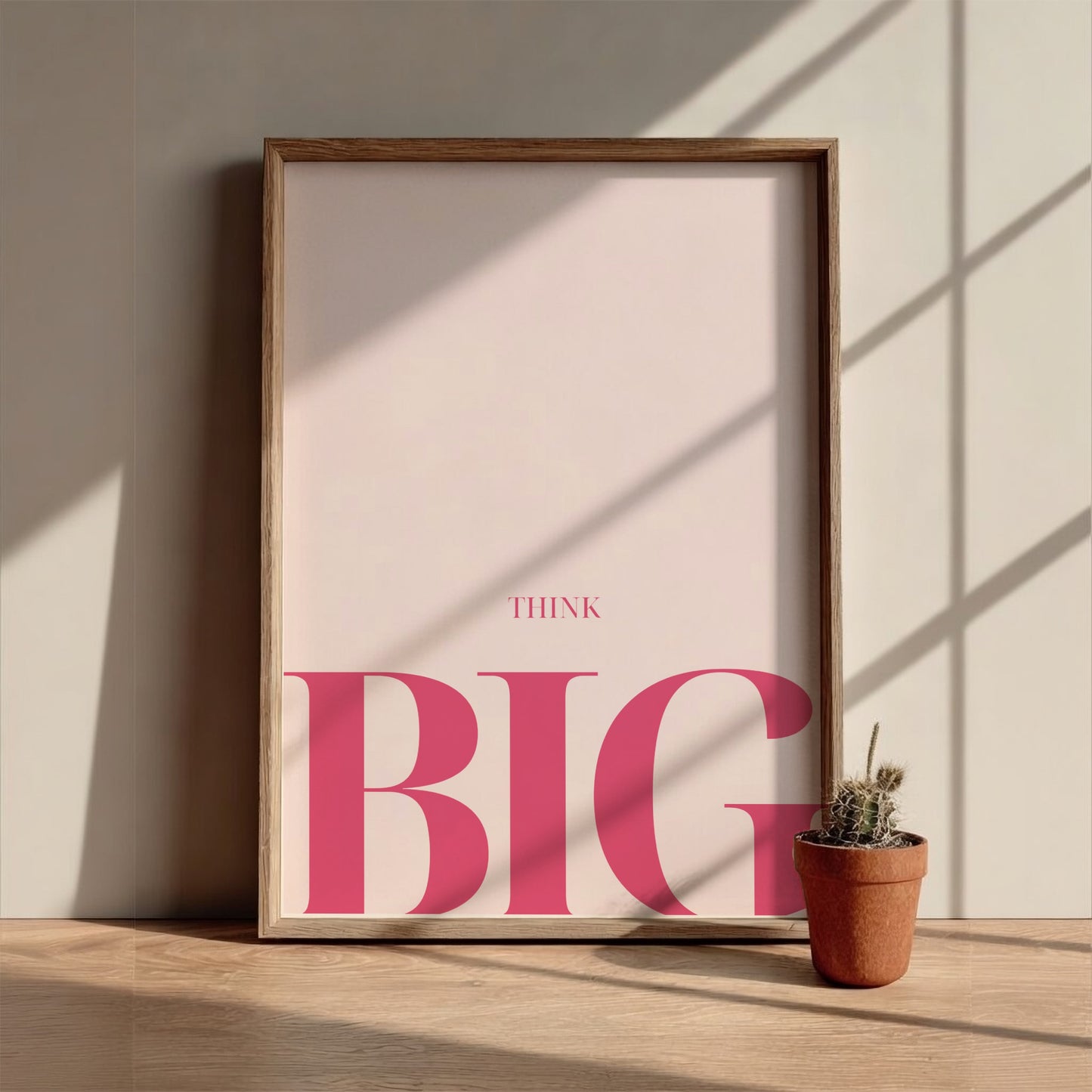 Think Big: Pink - Modern Minimalist Motivational Wall Art