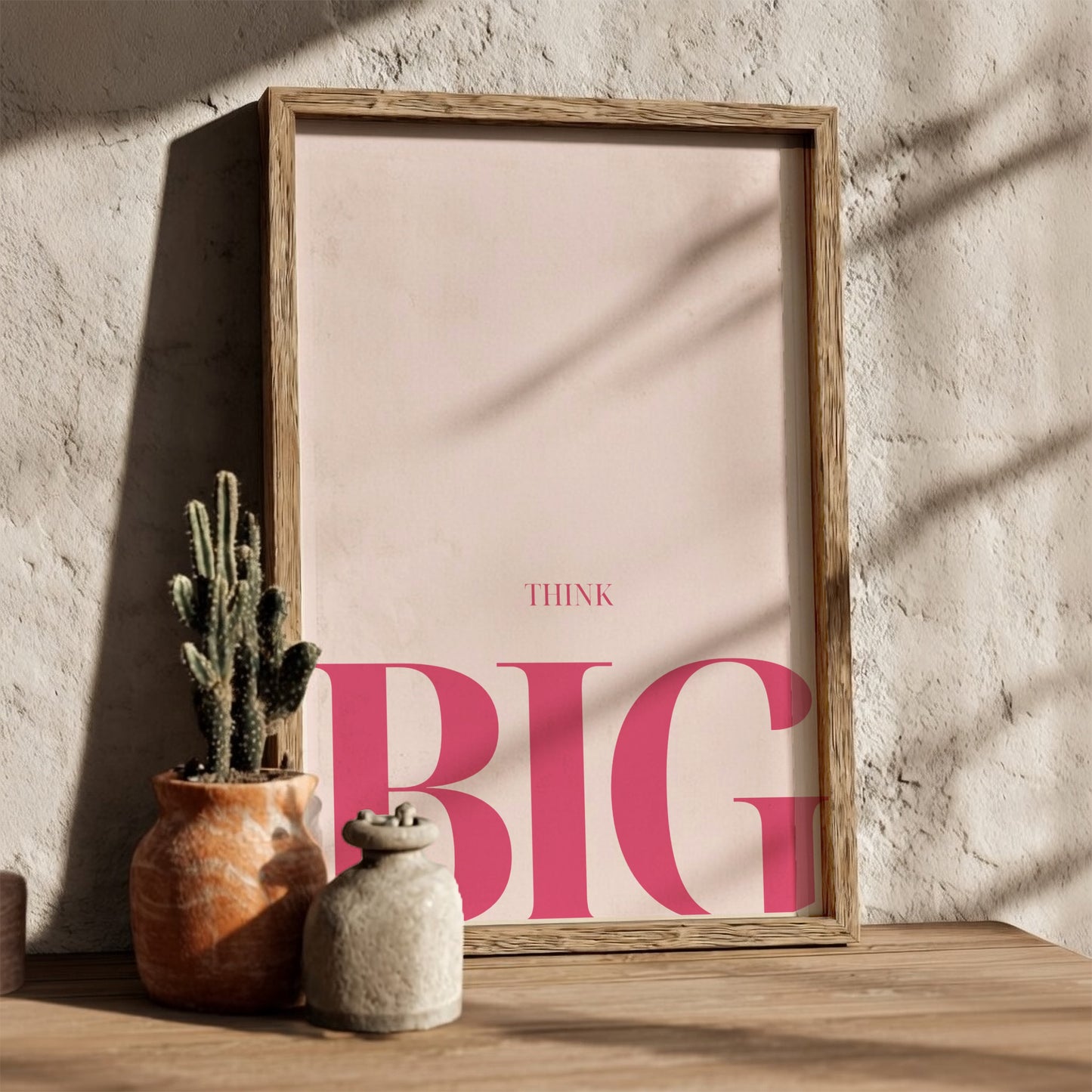 Think Big: Pink - Modern Minimalist Motivational Wall Art