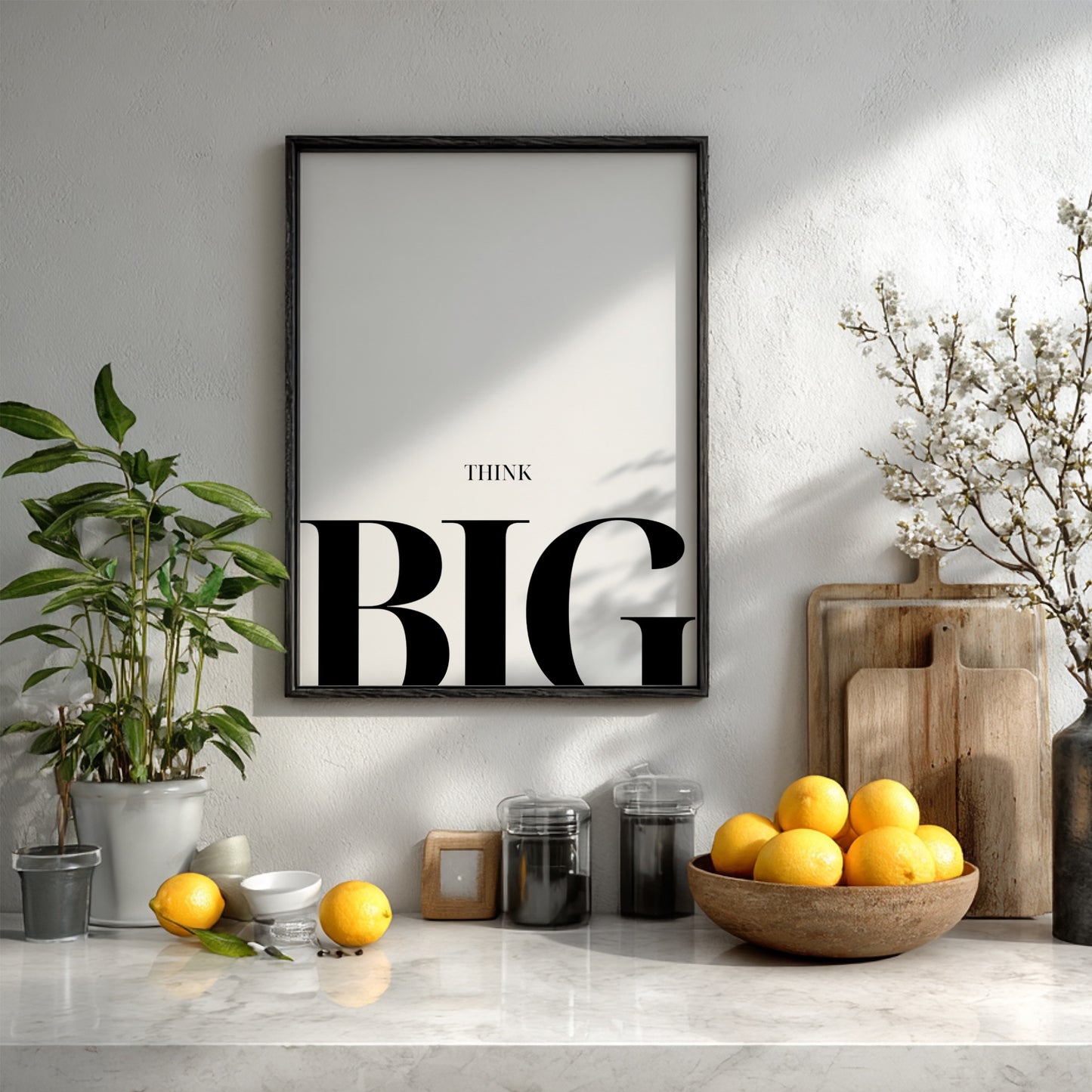 Think Big: White - Modern Minimalist Motivational Wall Art