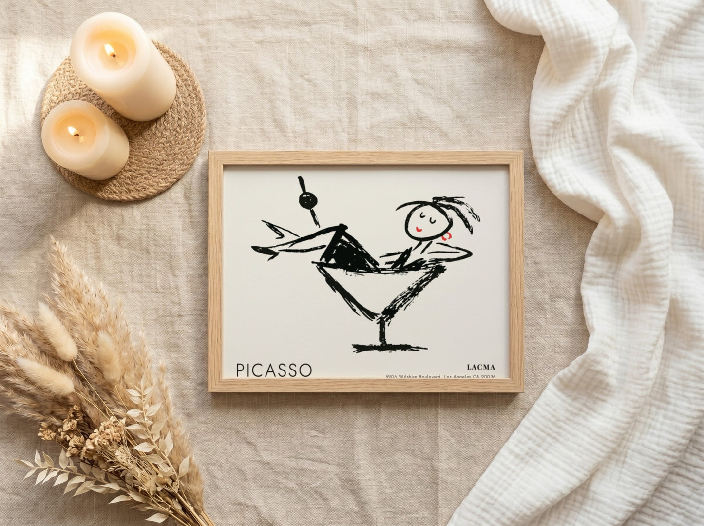 Pablo Picasso poster featuring Three Musicians in bold colors and minimalist style