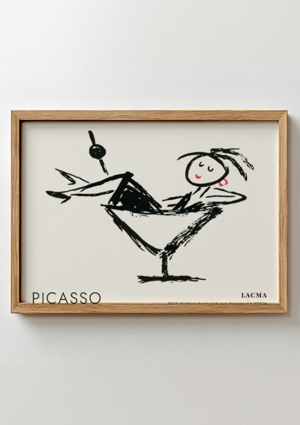 Pablo Picasso poster featuring Three Musicians in bold colors and minimalist style