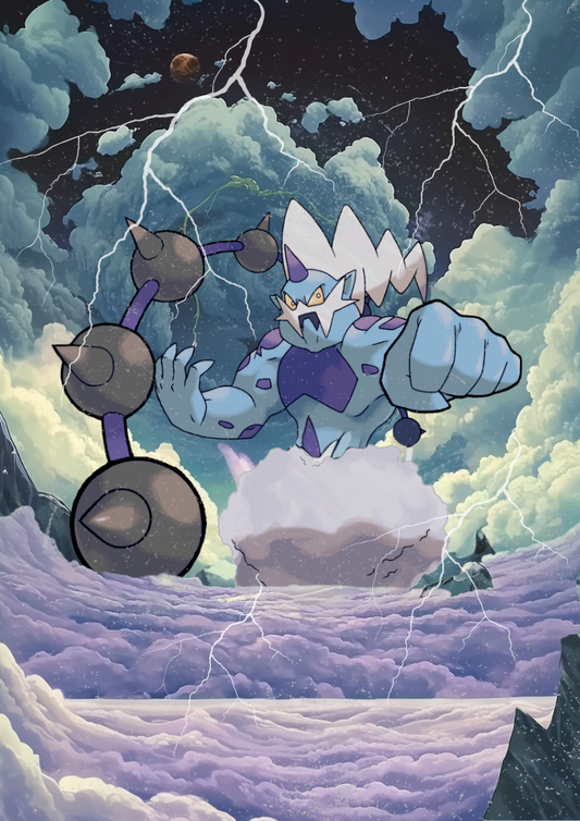 Thundurus Poster: Japanese Style Legendary Pokemon Inspired Anime Artwork, Pokemon TCG Thundurus