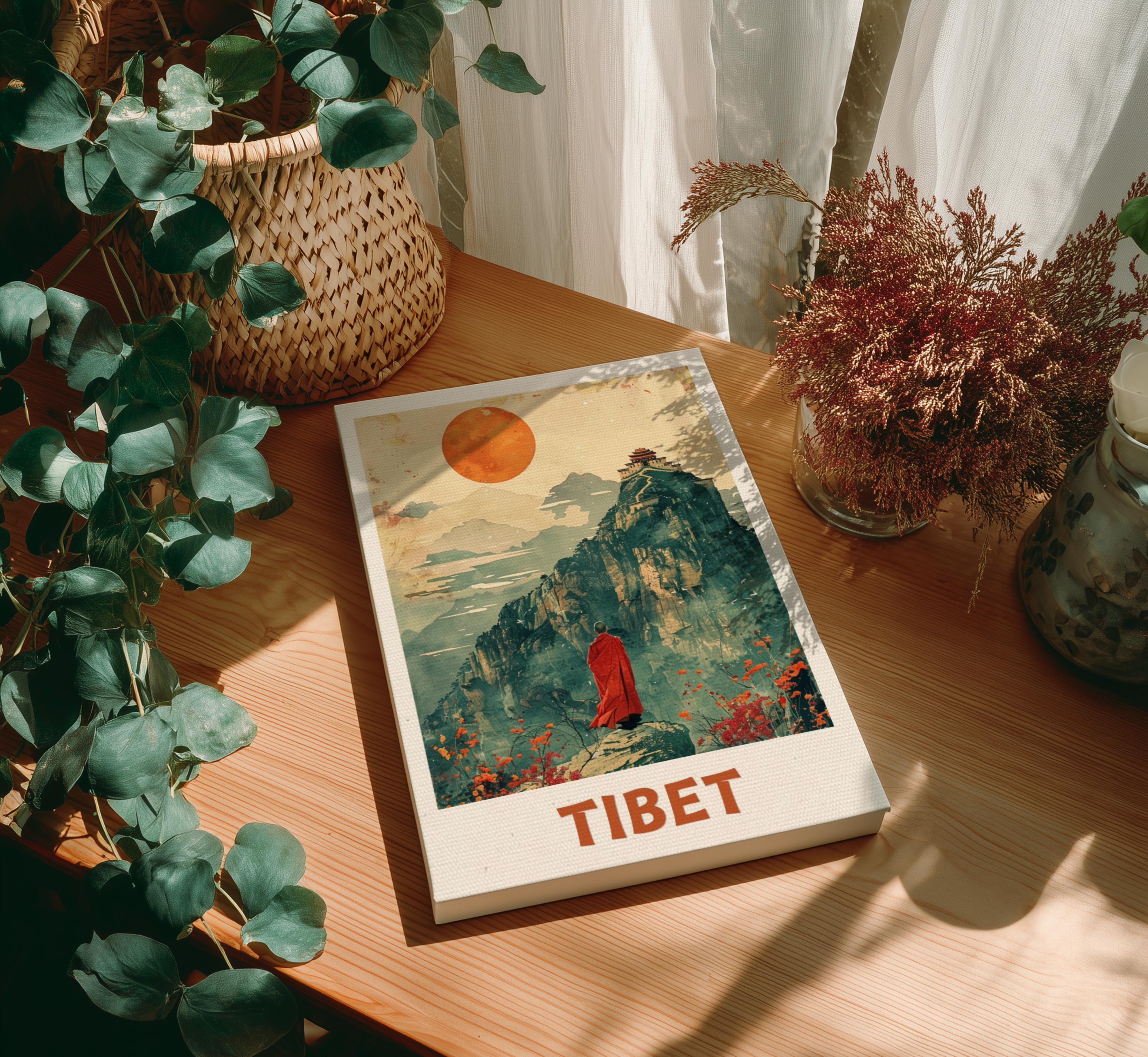 Asian TIBET TRAVEL POSTER - RETRO ARTWORK