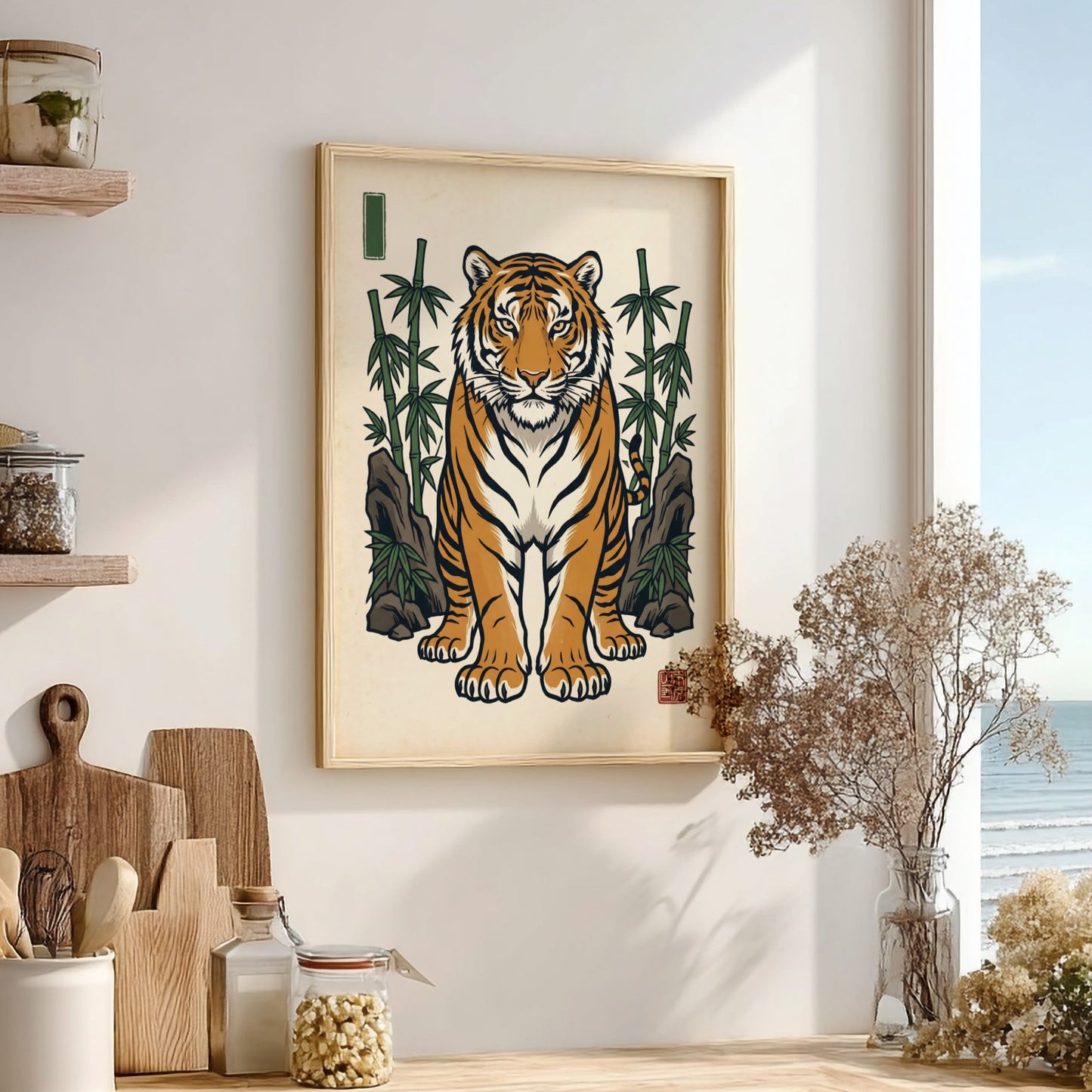 Tiger Bamboo Poster - Japanese Art Style Decor