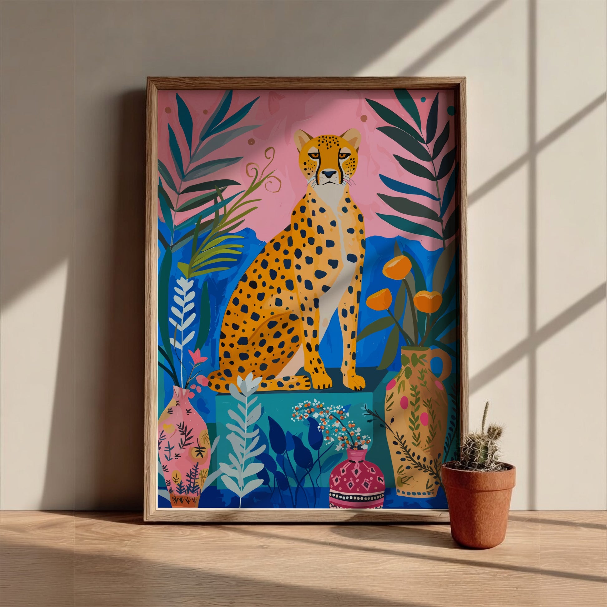Secret Jungle Modern Art - The Tiger in the Garden Wall Print