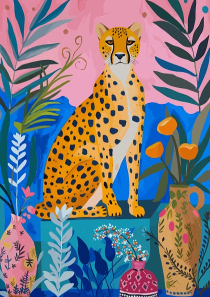 Secret Jungle Modern Art - The Tiger in the Garden Wall Print