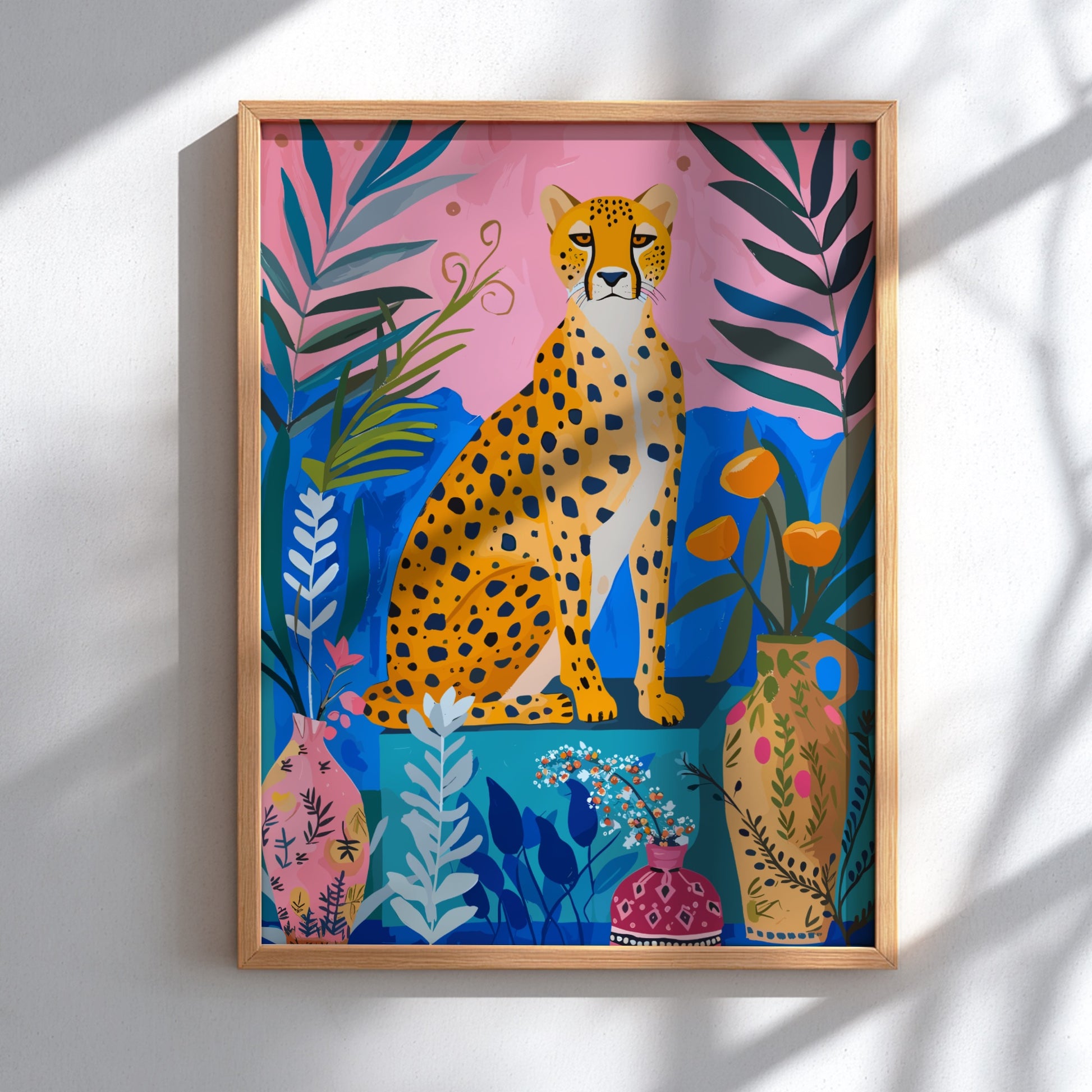Secret Jungle Modern Art - The Tiger in the Garden Wall Print