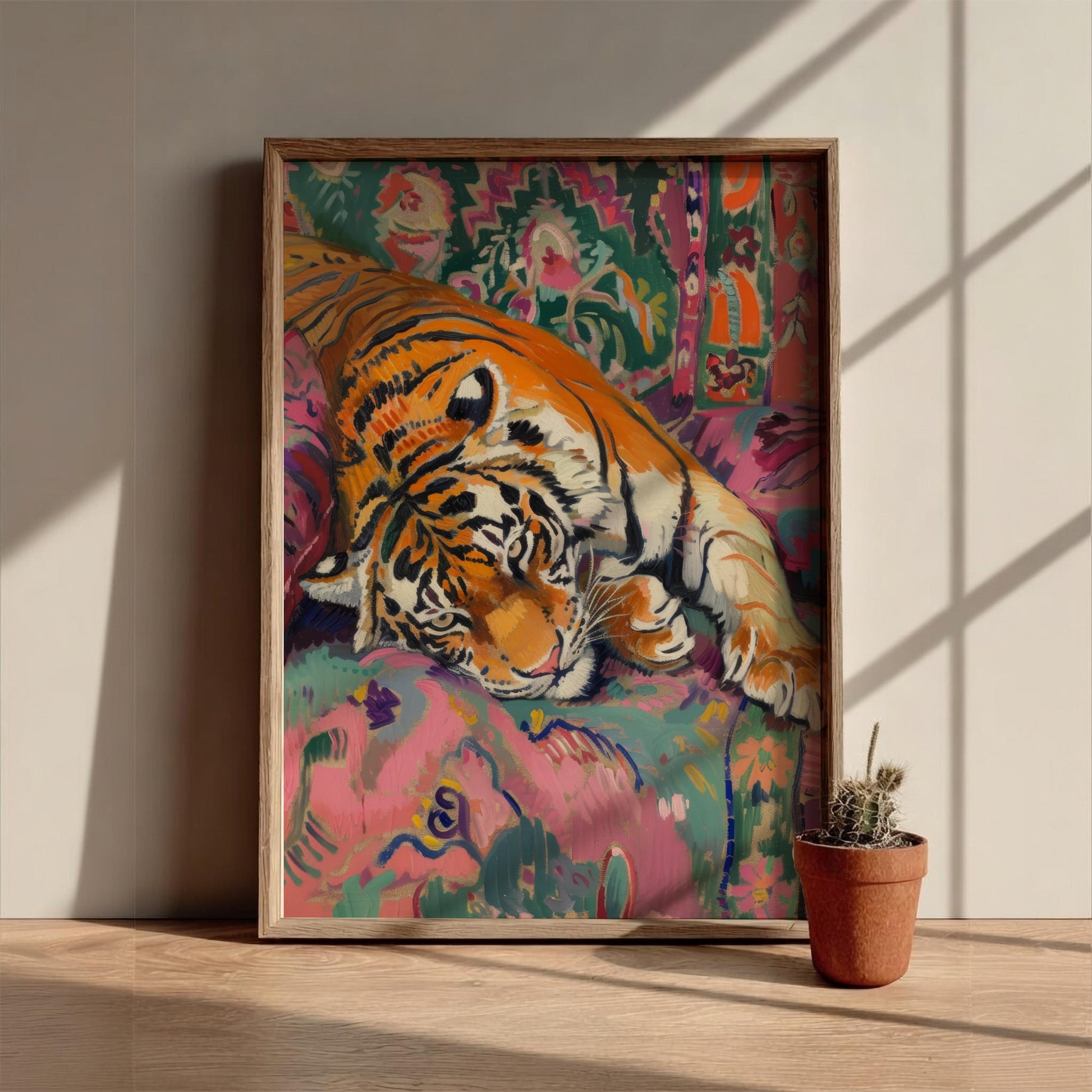 Wild Repose Modern Art - The Tiger on the Sofa Wall Print
