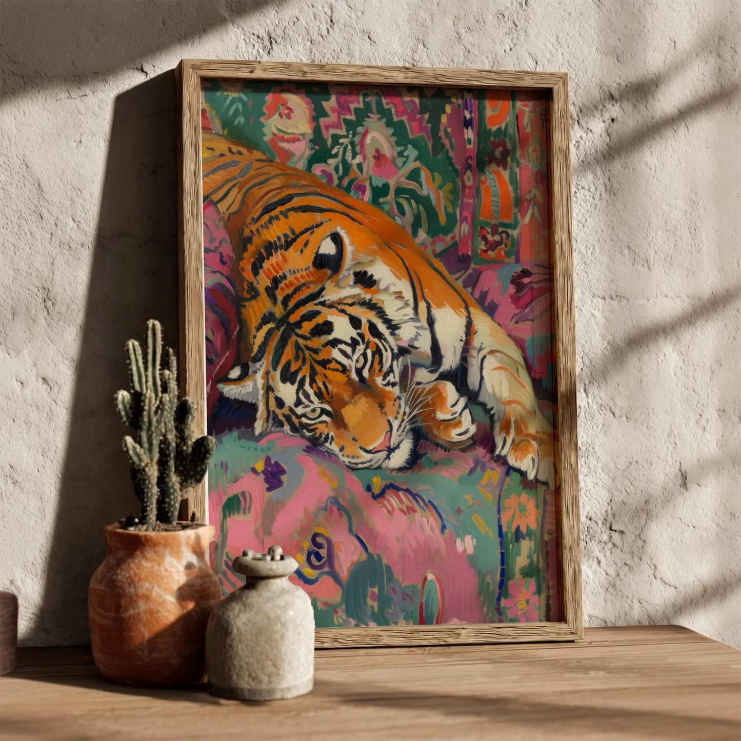 Wild Repose Modern Art - The Tiger on the Sofa Wall Print