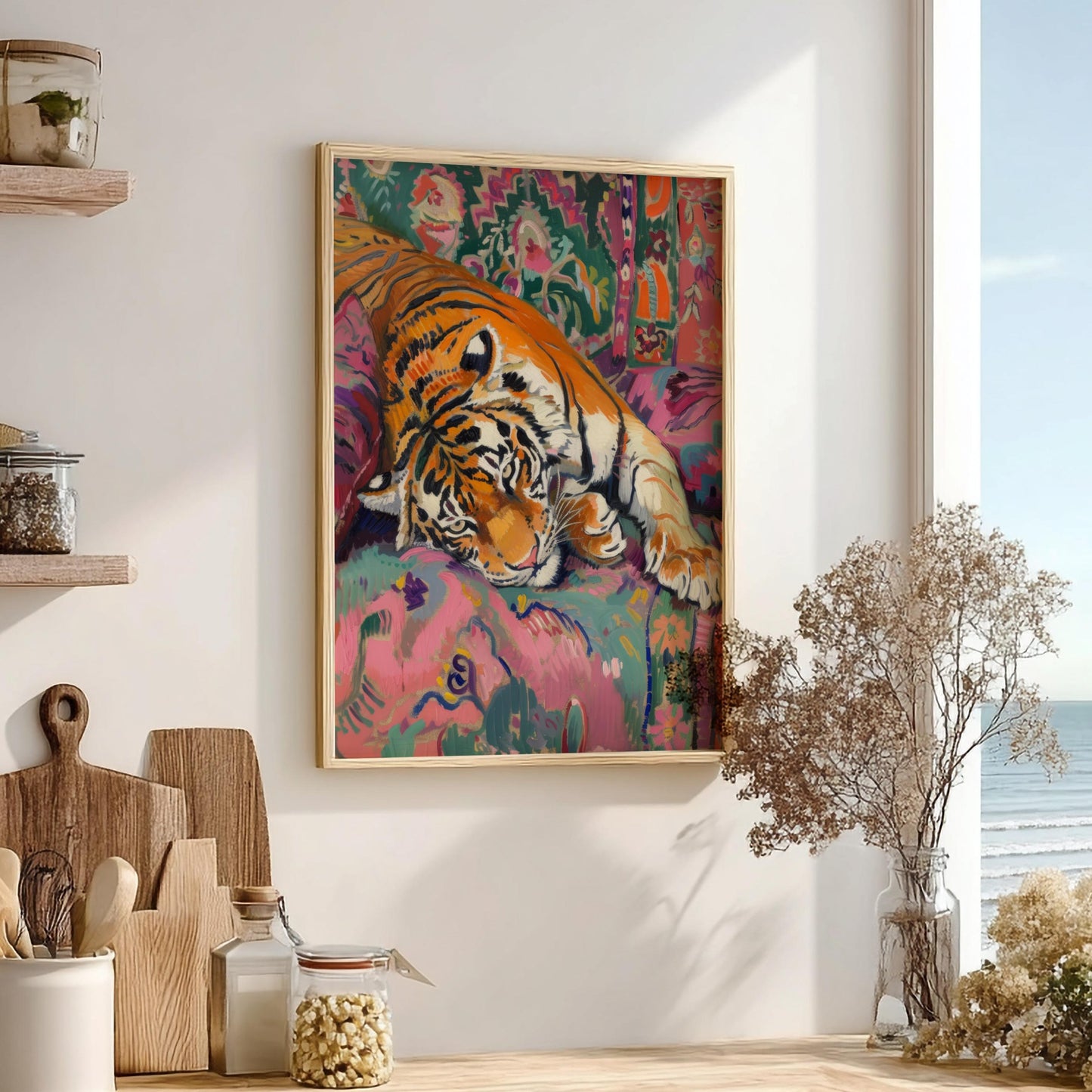 Wild Repose Modern Art - The Tiger on the Sofa Wall Print