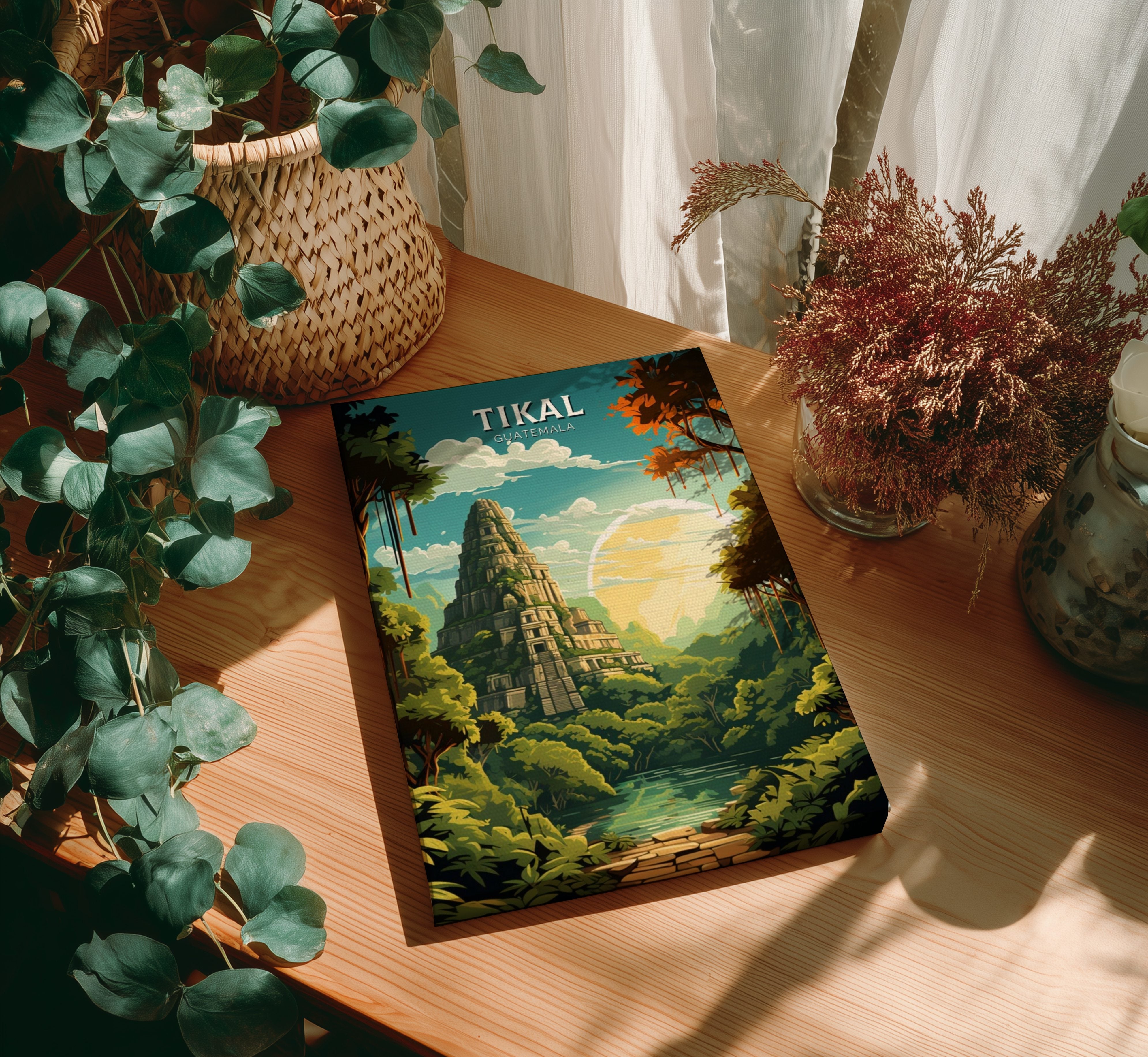 South America TIKAL TRAVEL POSTER - RETRO GUATEMALA ART