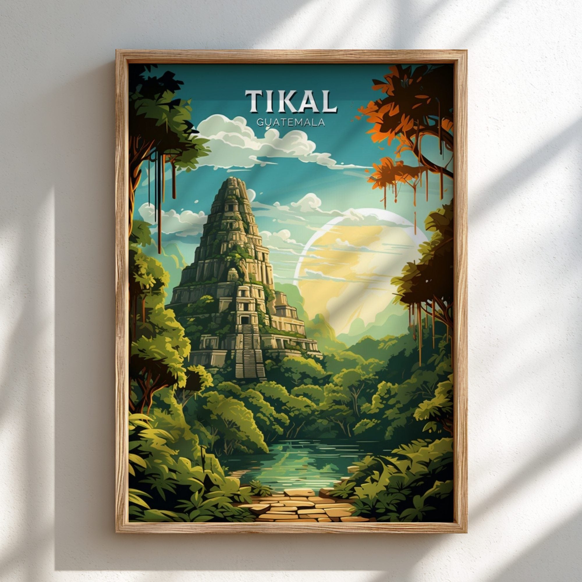 South America TIKAL TRAVEL POSTER - RETRO GUATEMALA ART