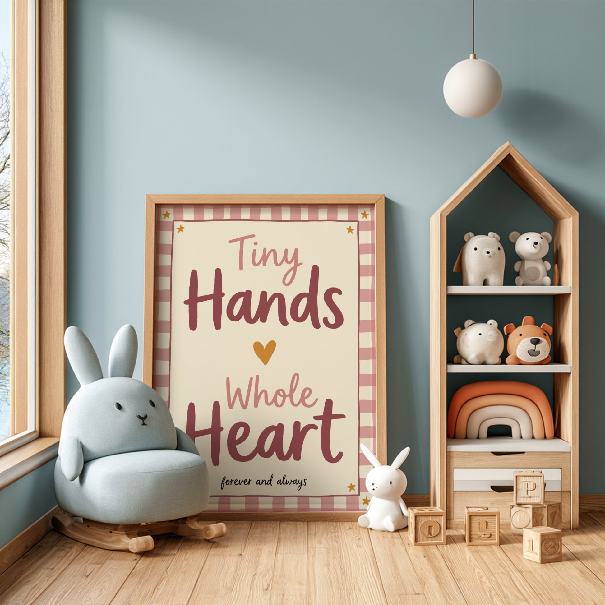 Kids room poster featuring warm colors and playful typography, perfect for nursery decor.