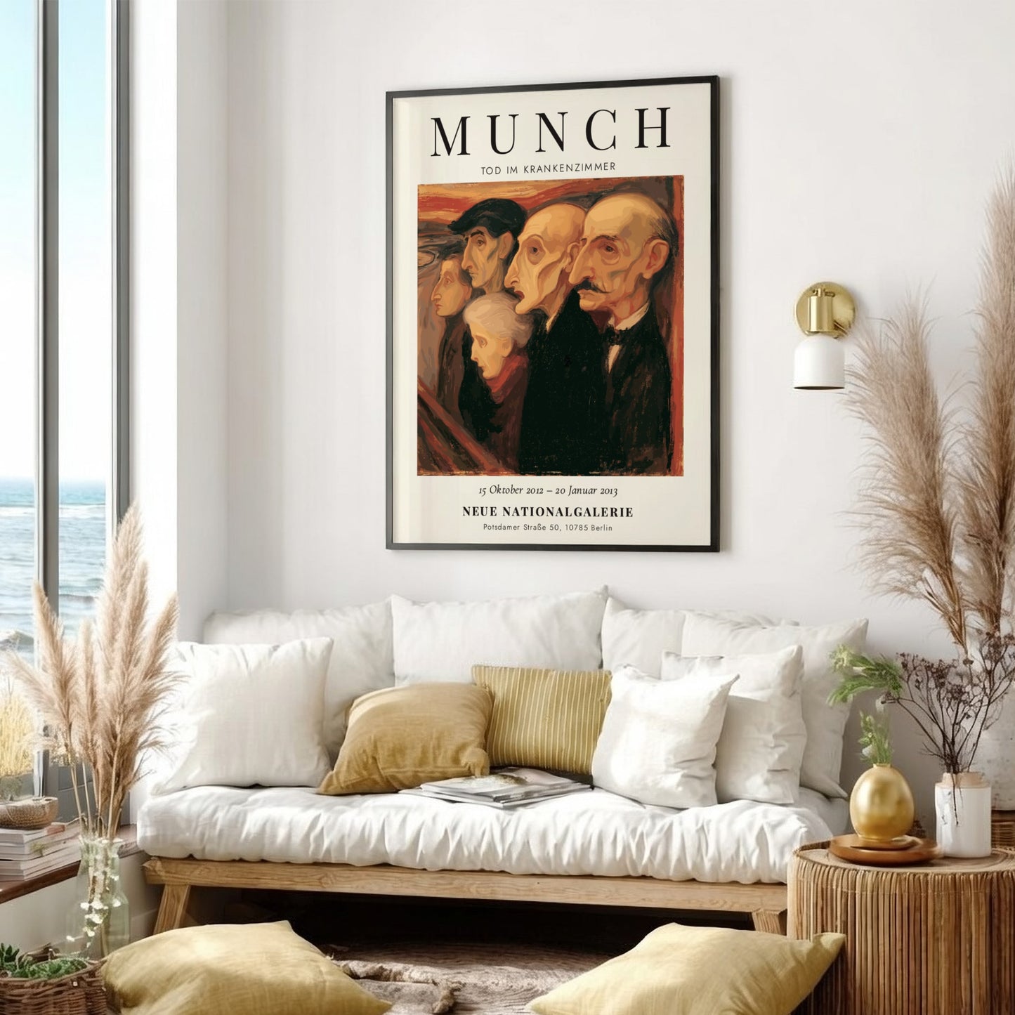 Edvard Munch poster featuring Tod im Krankenzimmer with muted tones and expressionist style
