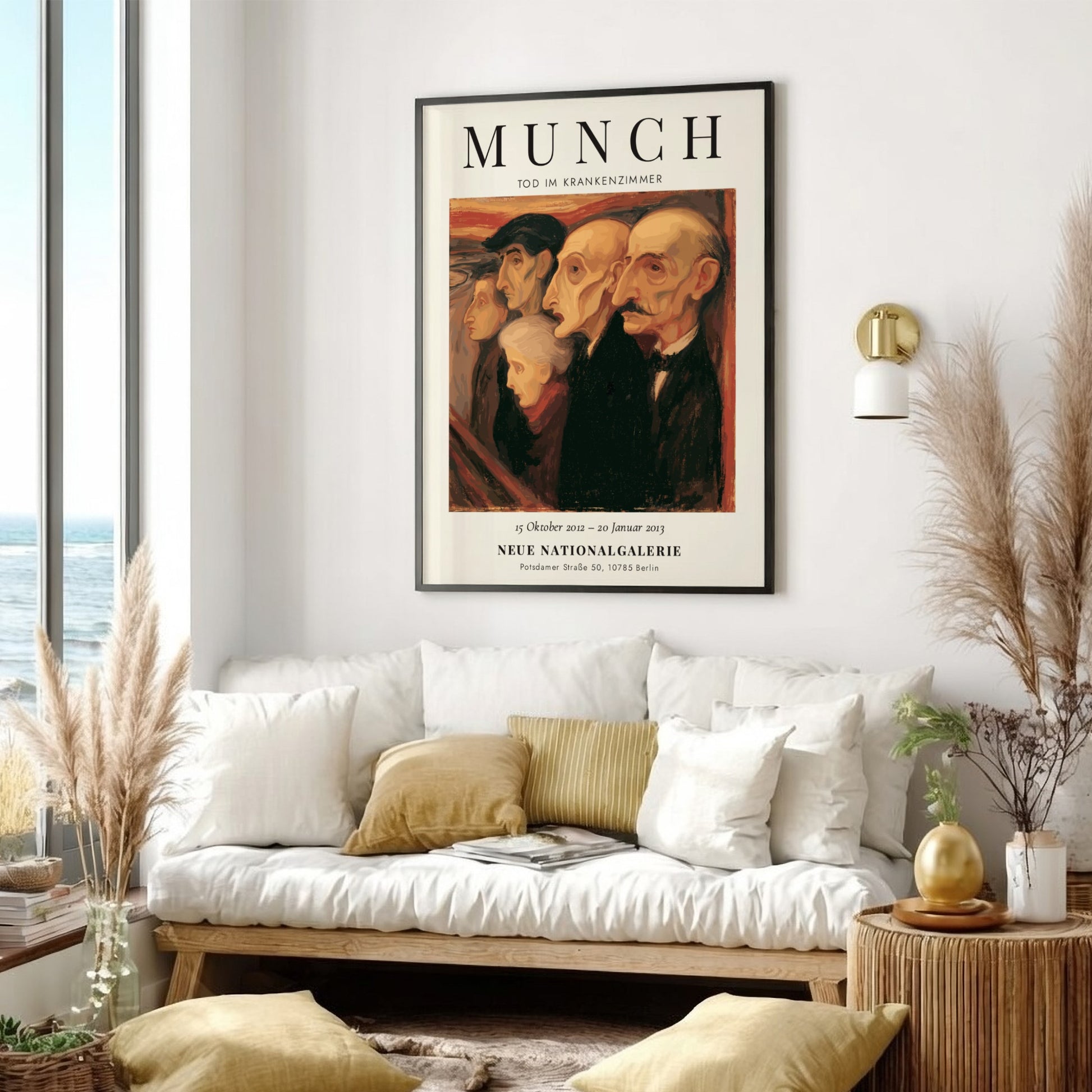Edvard Munch poster featuring Tod im Krankenzimmer with muted tones and expressionist style