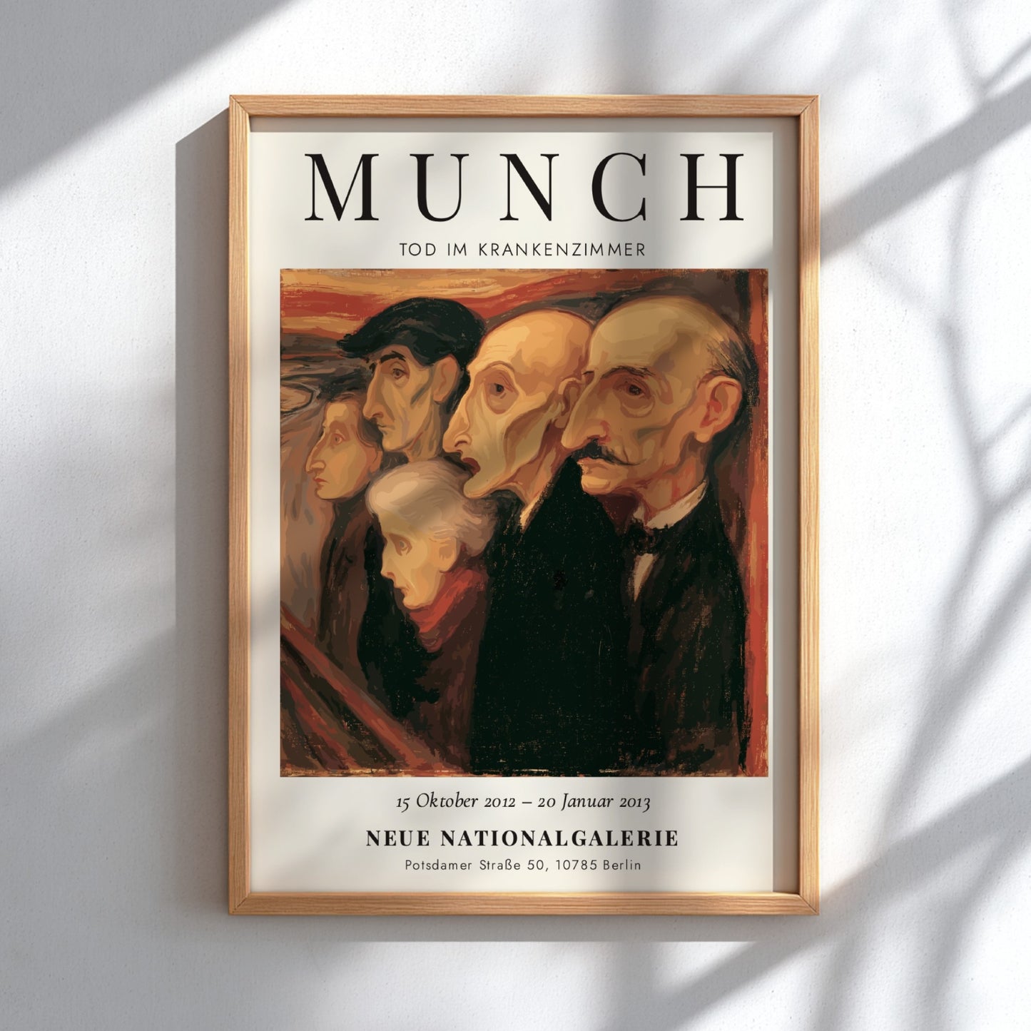 Edvard Munch poster featuring Tod im Krankenzimmer with muted tones and expressionist style