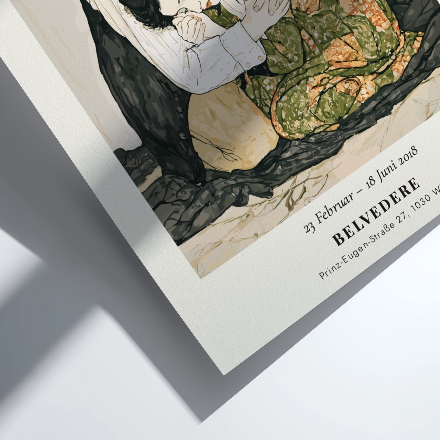 Egon Schiele poster featuring Tod und Mädchen, expressive style with muted colors and emotional depth