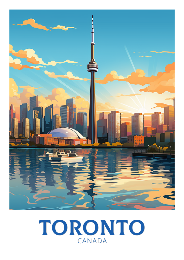 North AmericaTORONTO SKYLINE TRAVEL PRINT - CANADA ARTWORK