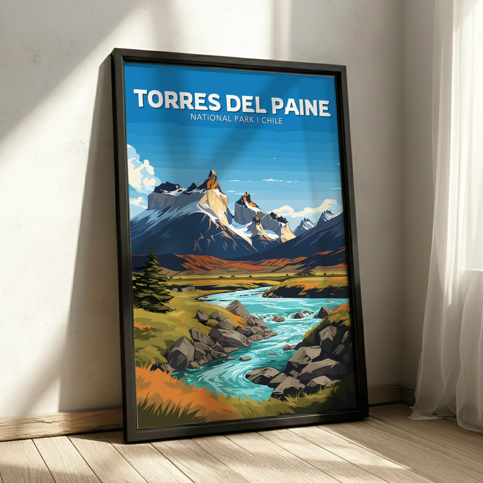 South America TORRES DEL PAINE POSTER - CHILE NATIONAL PARK ARTWORK