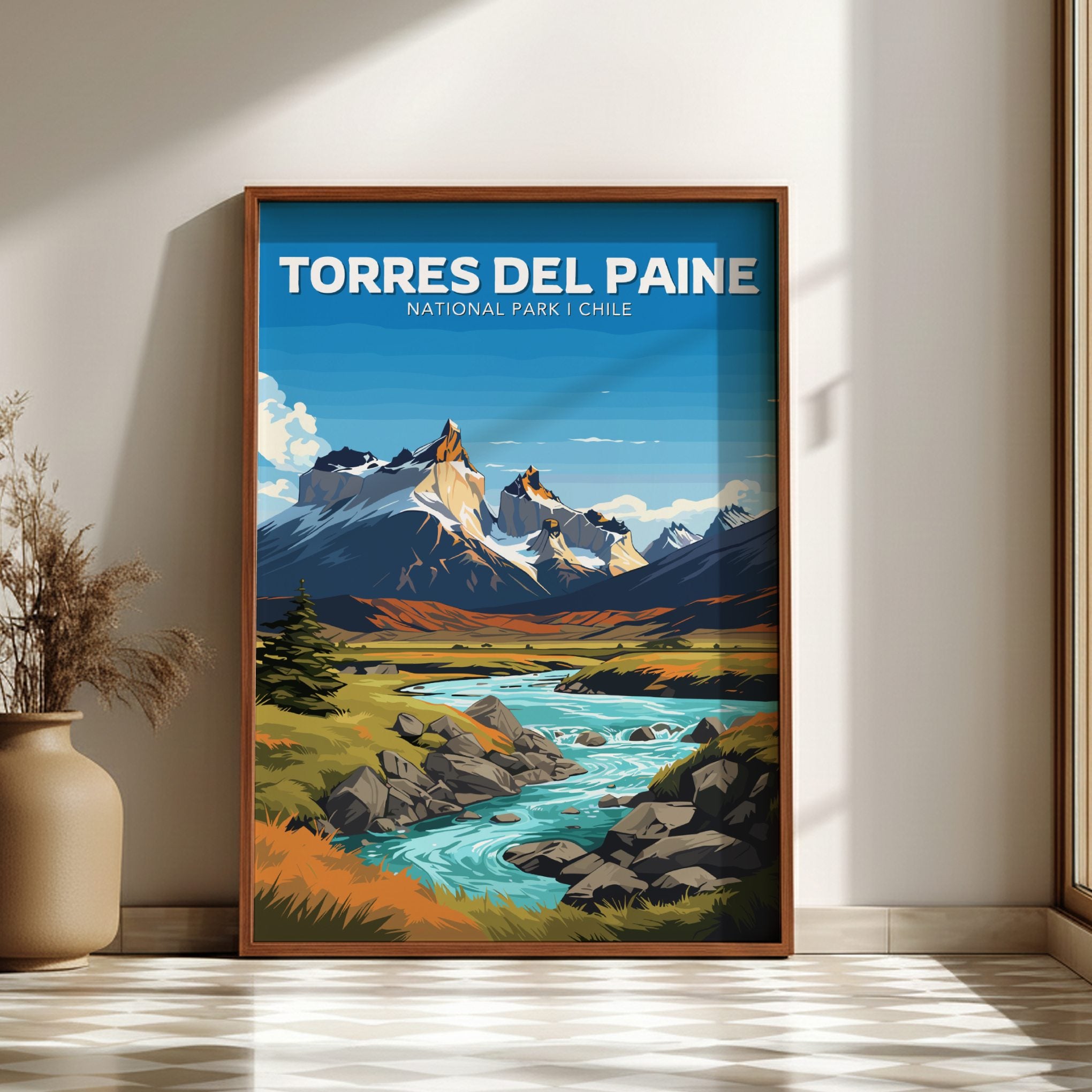 South America TORRES DEL PAINE POSTER - CHILE NATIONAL PARK ARTWORK