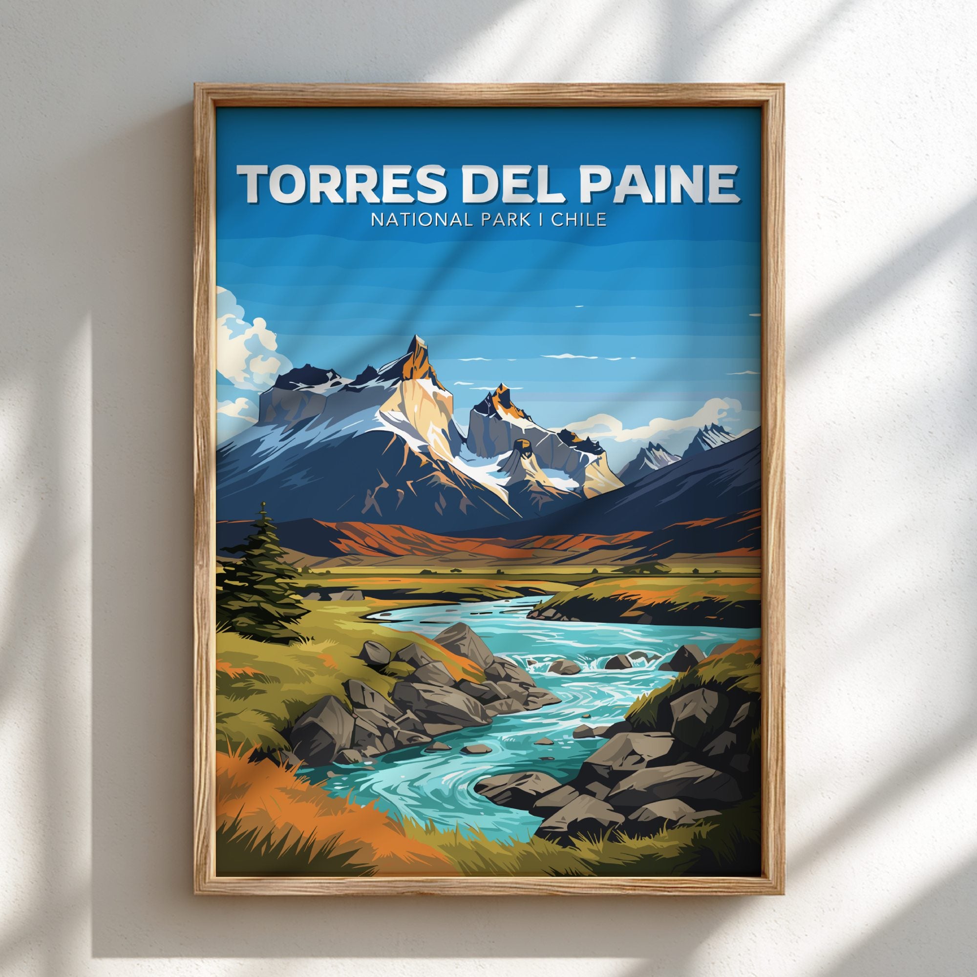 South America TORRES DEL PAINE POSTER - CHILE NATIONAL PARK ARTWORK