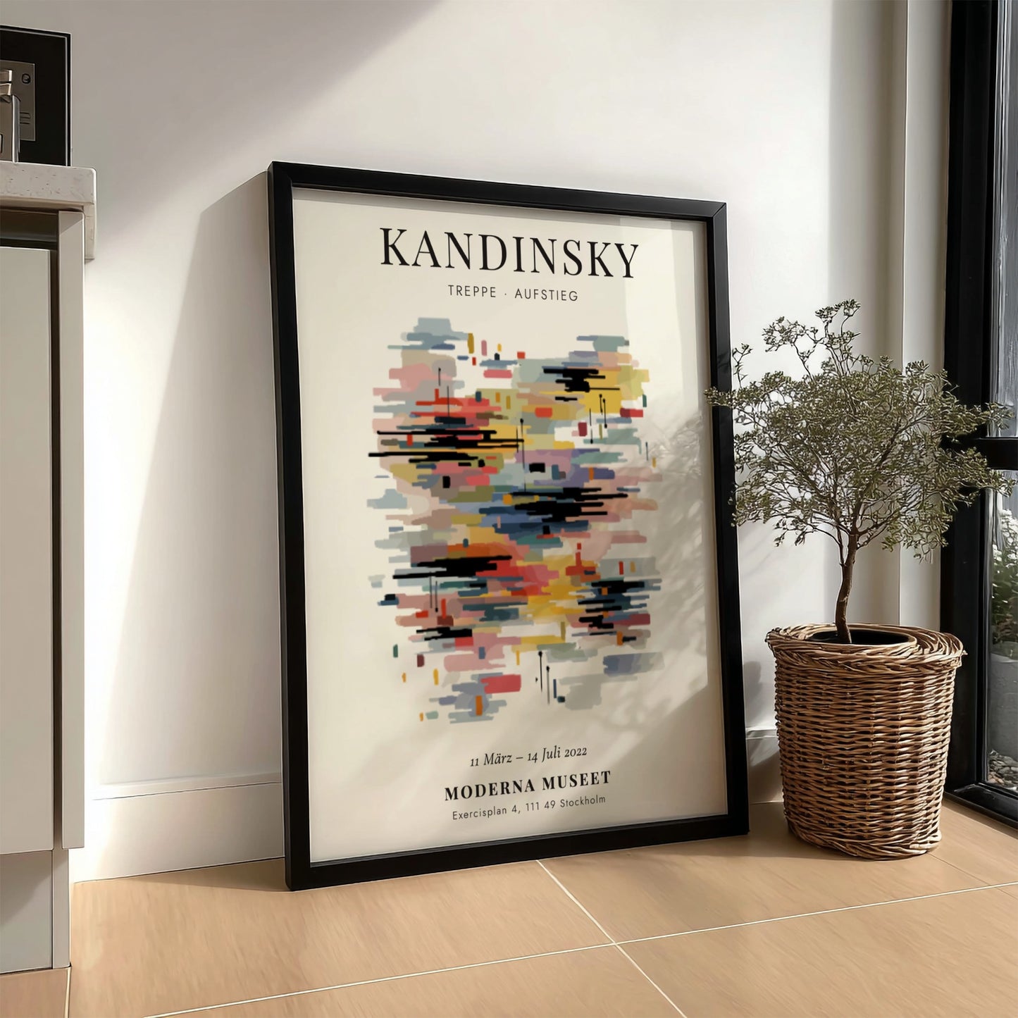 Kandinsky inspired poster featuring vibrant abstract shapes and colors