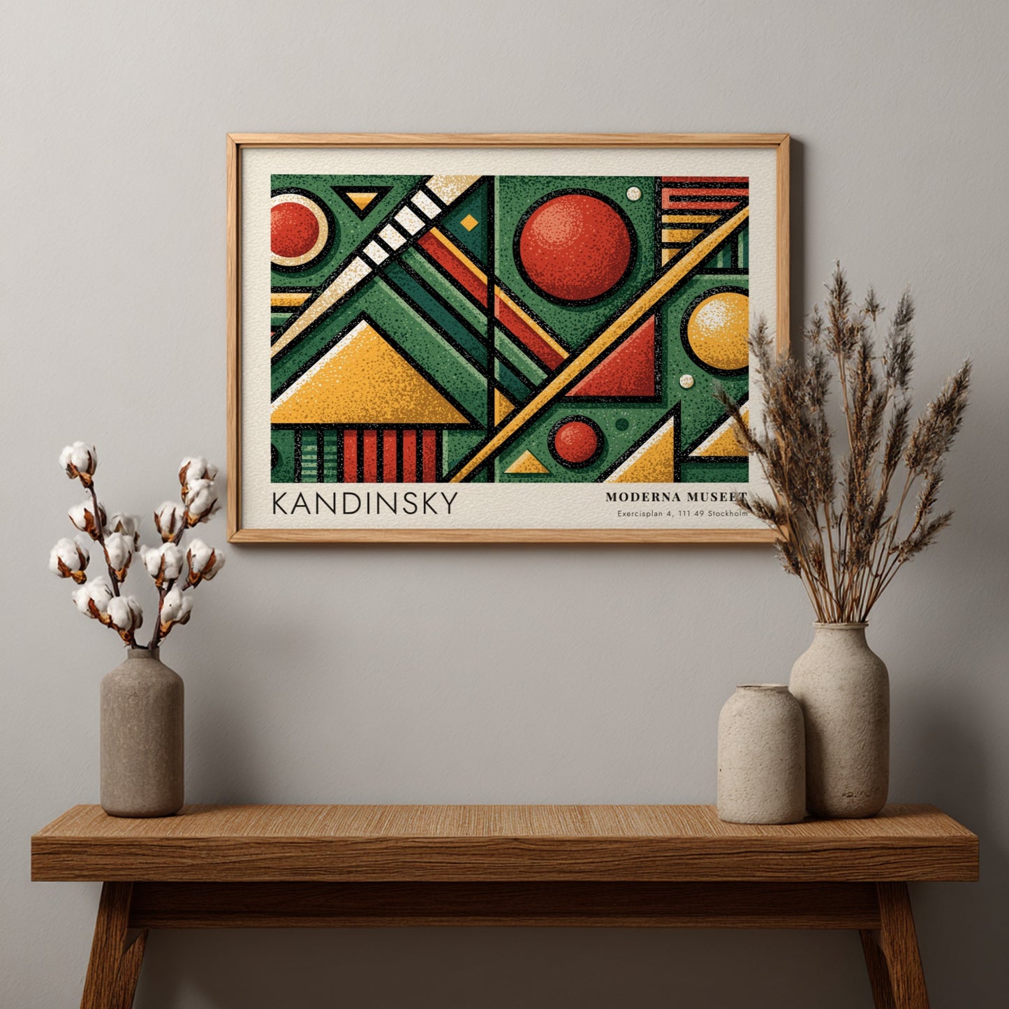 Wall art poster of a Kandinsky Moderna Museet geometric exhibition print in green