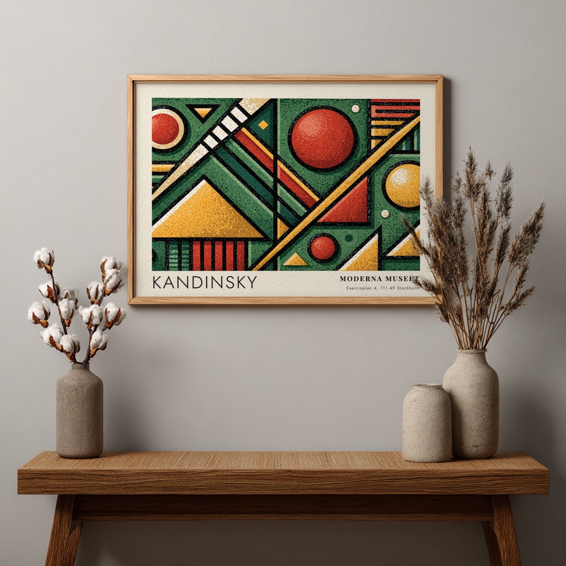 Wall art poster of a Kandinsky Moderna Museet geometric exhibition print in green