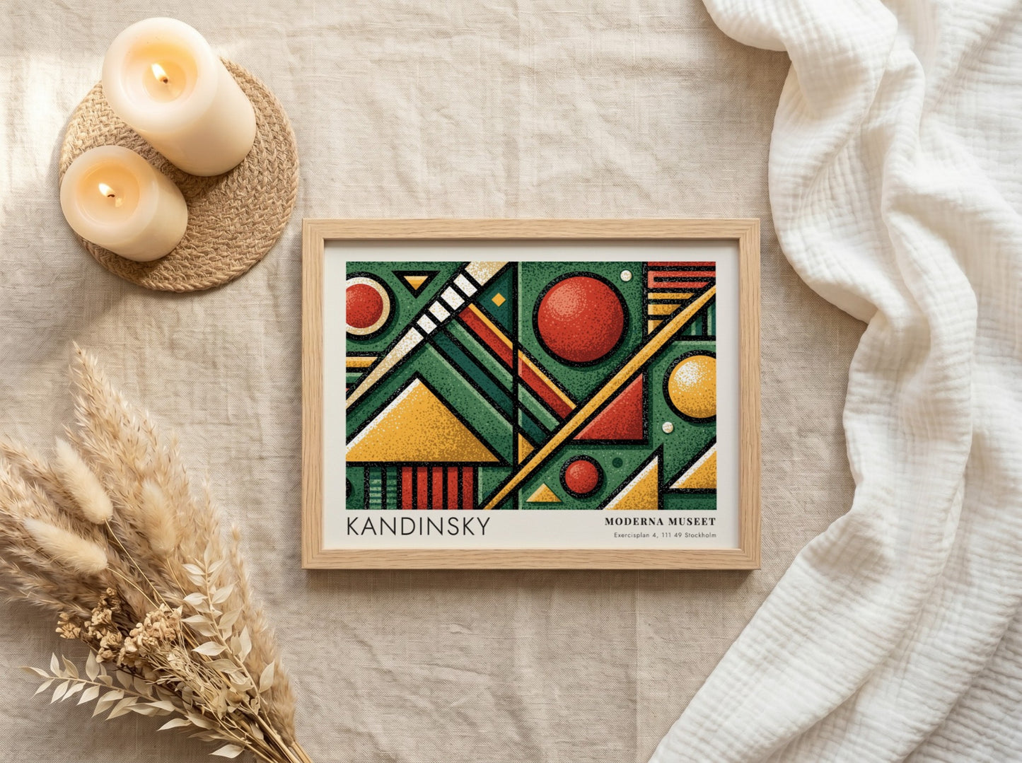 Wall art poster of a Kandinsky Moderna Museet geometric exhibition print in green