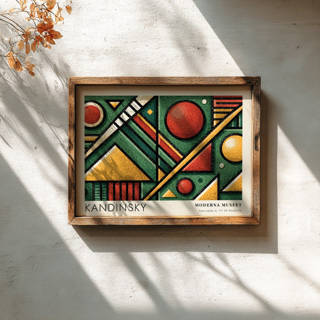 Wall art poster of a Kandinsky Moderna Museet geometric exhibition print in green