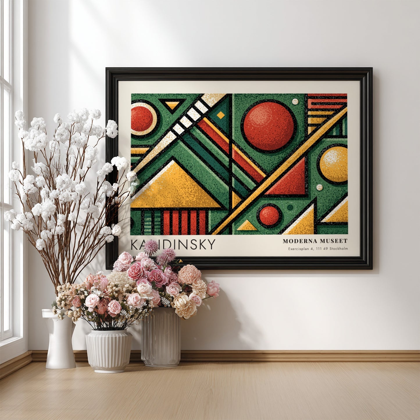 Wall art poster of a Kandinsky Moderna Museet geometric exhibition print in green